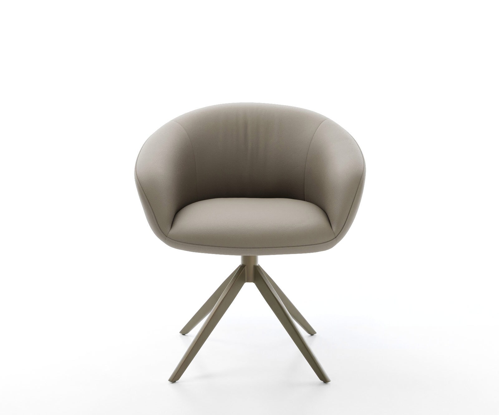 Drehstuhl Vinka-Flex mit Armlehnen Echt-Leder Schlamm Kreuzgestell breit Effektfinish Titan 360° drehbar Wippfunktion Taschenfederkern 1