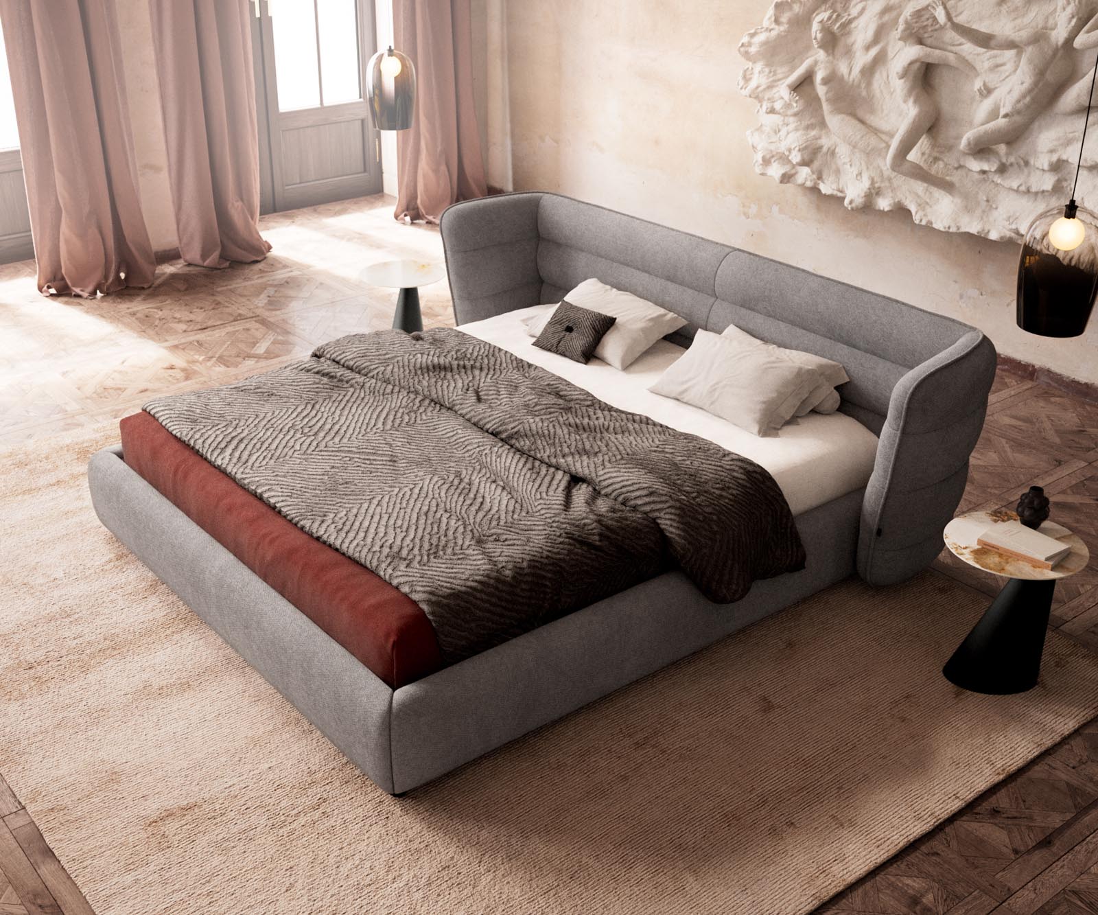 Polsterbettgestell Simea 180x200 cm Mikrofaser Grau 4