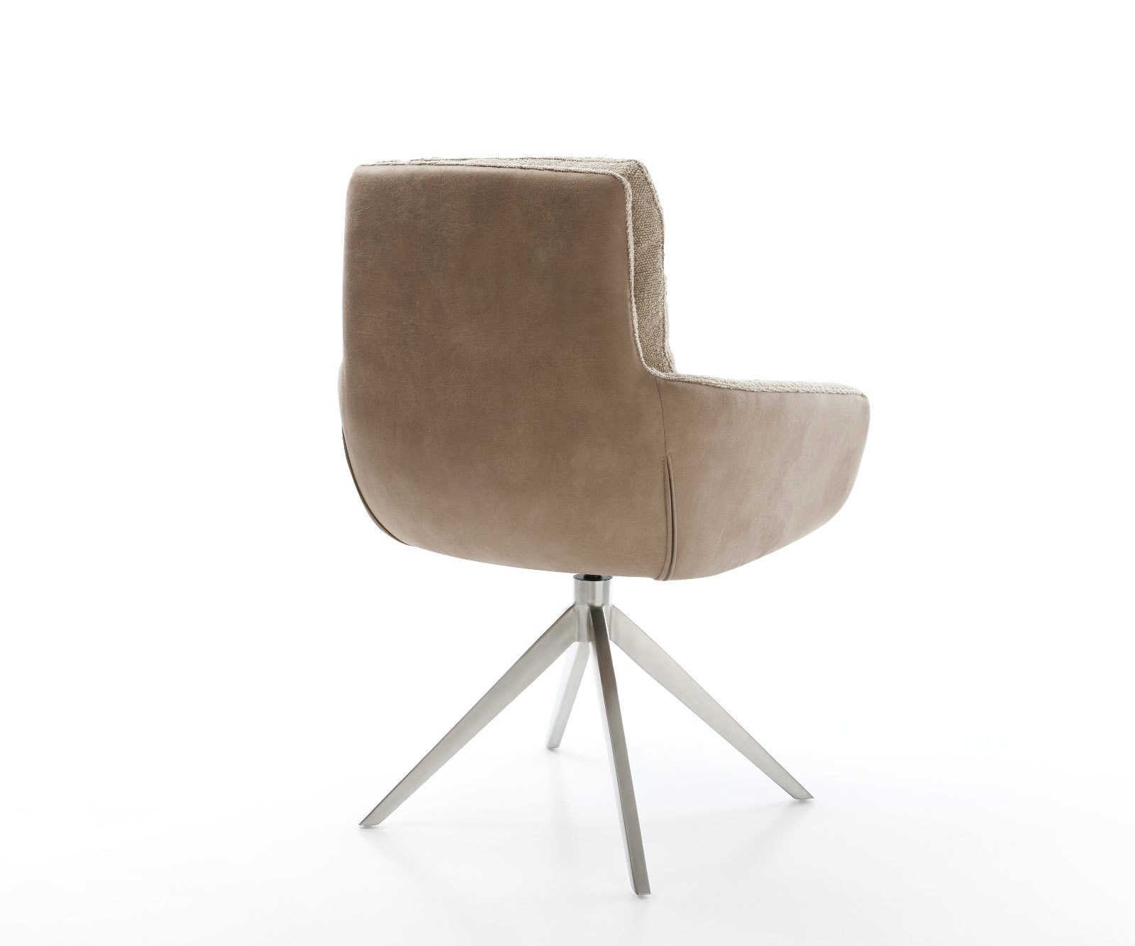 Chaise-pivotante Abelia-Flex avec accoudoirs tissu mixte couleur boue pied croisé large acier inoxydable brossé pivotement sur 360° fonction bascule 5