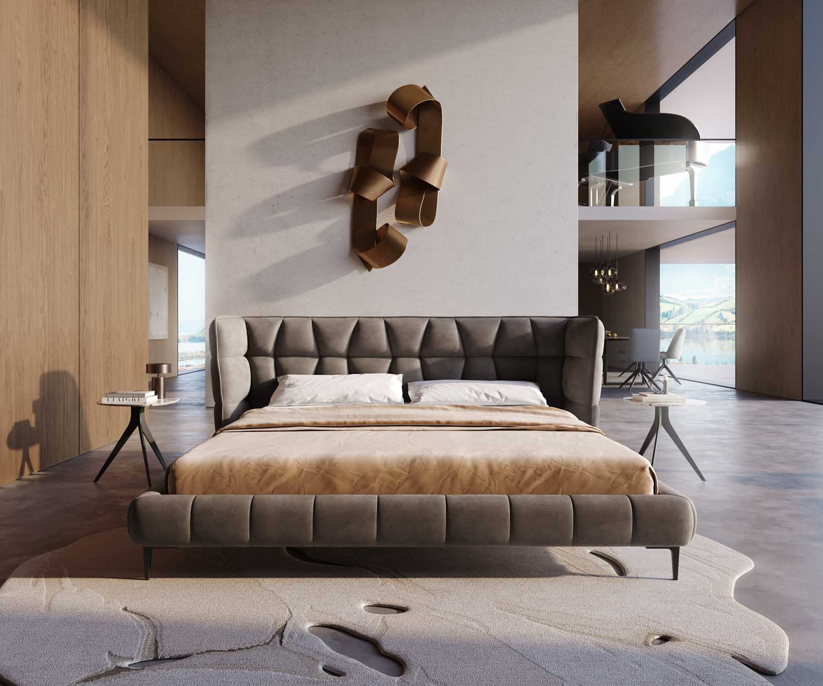 Polsterbettgestell Capujo 180x200 cm Mikrofaser Taupe Vintage 1