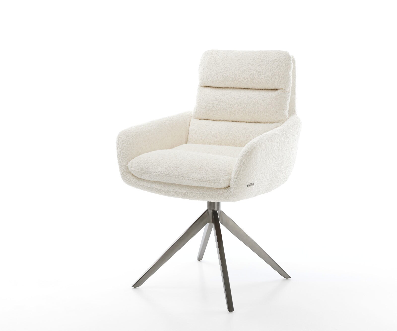 Chaise-pivotante Abelia-Flex mit Armlehnen bouclé blanc pied croisé large grafiete pivotement sur 360° fonction bascule 1