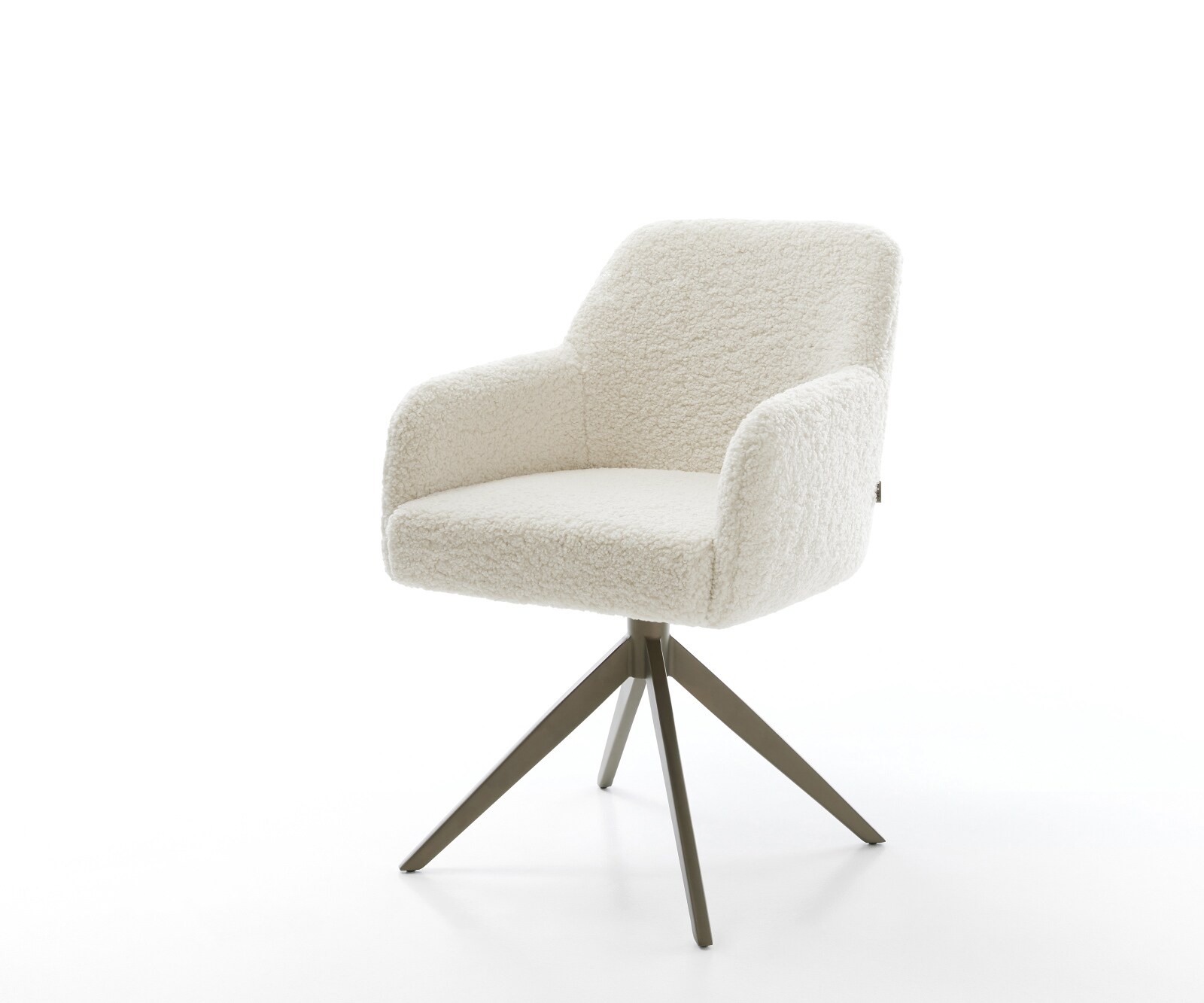 Drehstuhl Greg-Flex Teddystoff Beige Kreuzgestell breit Effektfinish Titan 360° drehbar Wippfunktion Taschenfederkern