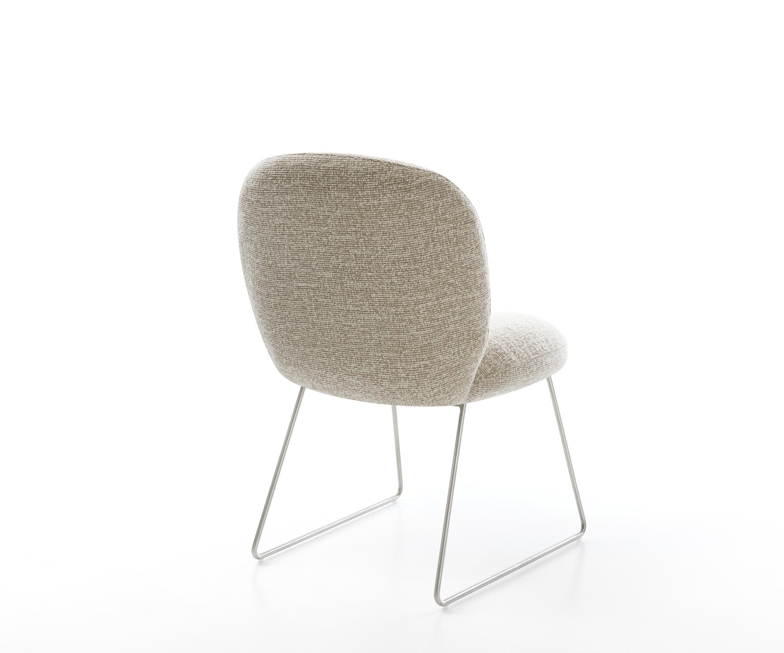Esszimmerstuhl Nube-Flex Webstoff Soft Beige Kufengestell Edelstahl Taschenfederkern 4