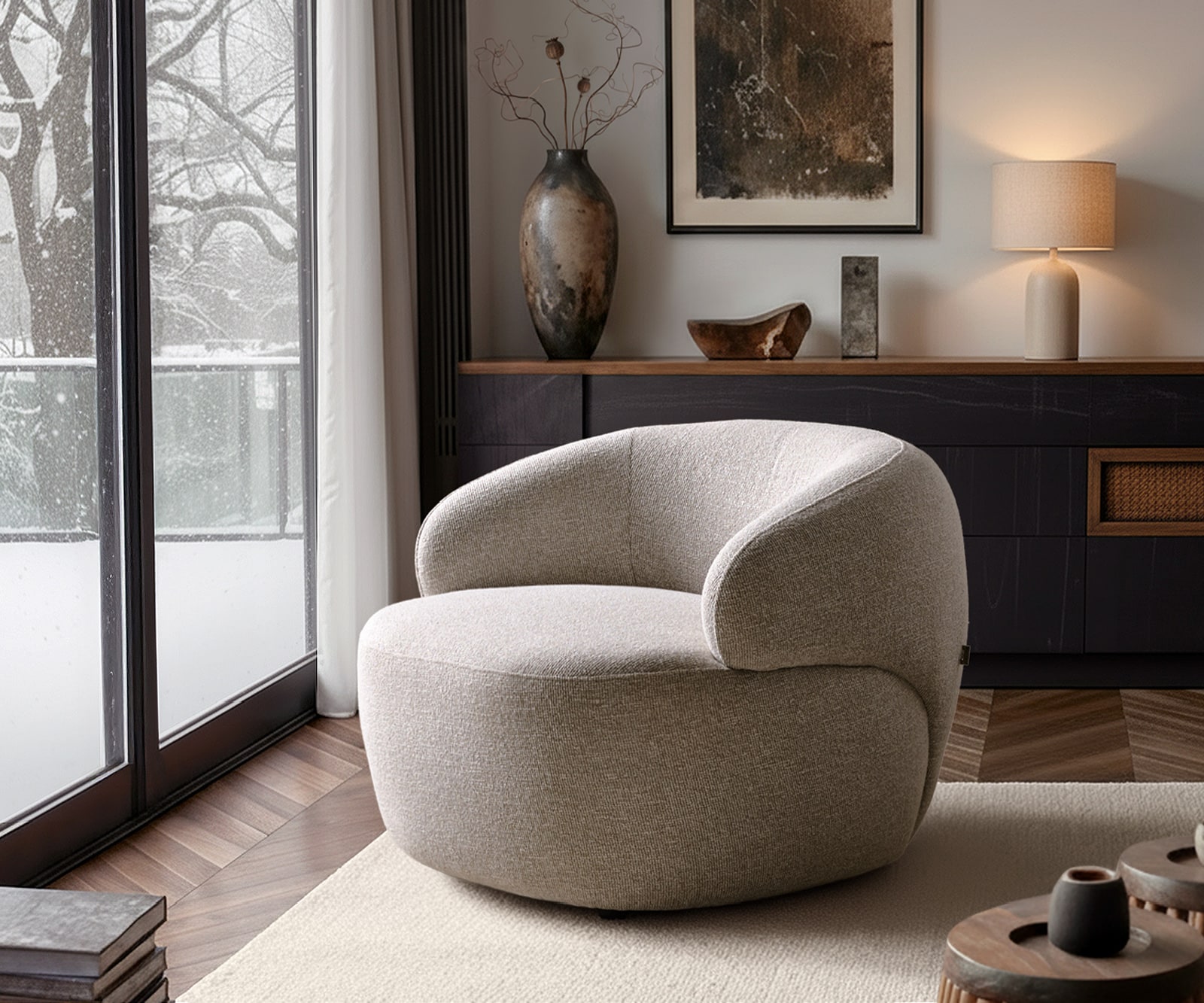 Loungesessel Nova 88x88 cm Webstoff Soft Beige Loungesessel Nova 88x88 cm Webstoff Soft Beige