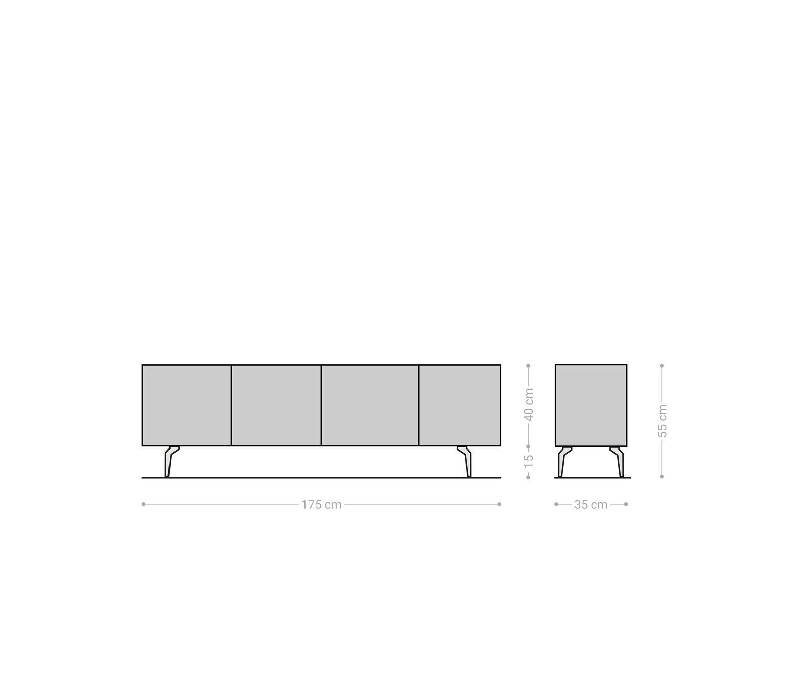 Lowboard Puzzle 175 cm 4 Türen Akazie Natur Winkelfuß Edelstahl 5