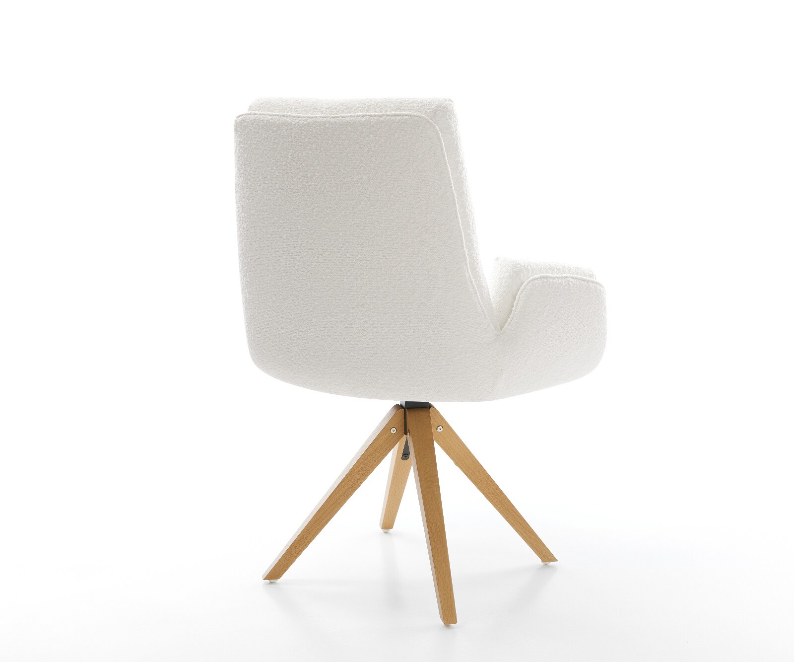 Drehstuhl Clea-Flex Bouclé Creme-Weiß Kreuzgestell breit Edelstahl 360° drehbar Wippfunktion 5