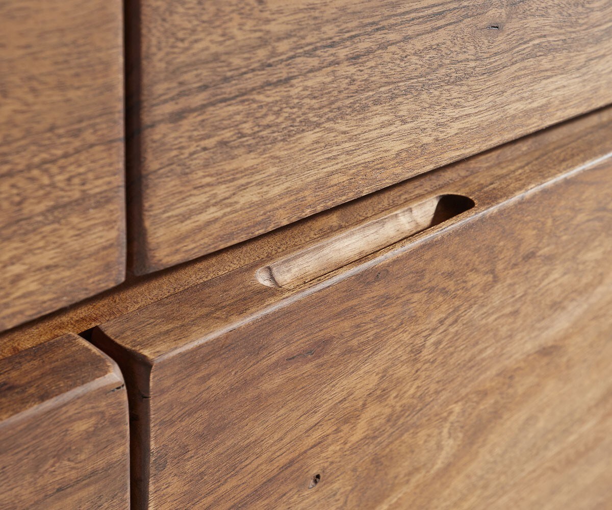 Sideboard Live-Edge 147 cm Akazie Braun 3 Türen 3 Schübe 5