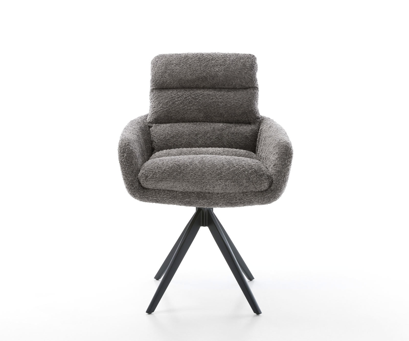 Esszimmerstuhl Abelia-Flex mit Armlehnen Bouclé Grau Kreuzgestell kantig Schwarz 1 Esszimmerstuhl Abelia-Flex mit Armlehnen Bouclé Grau Kreuzgestell kantig Schwarz 1