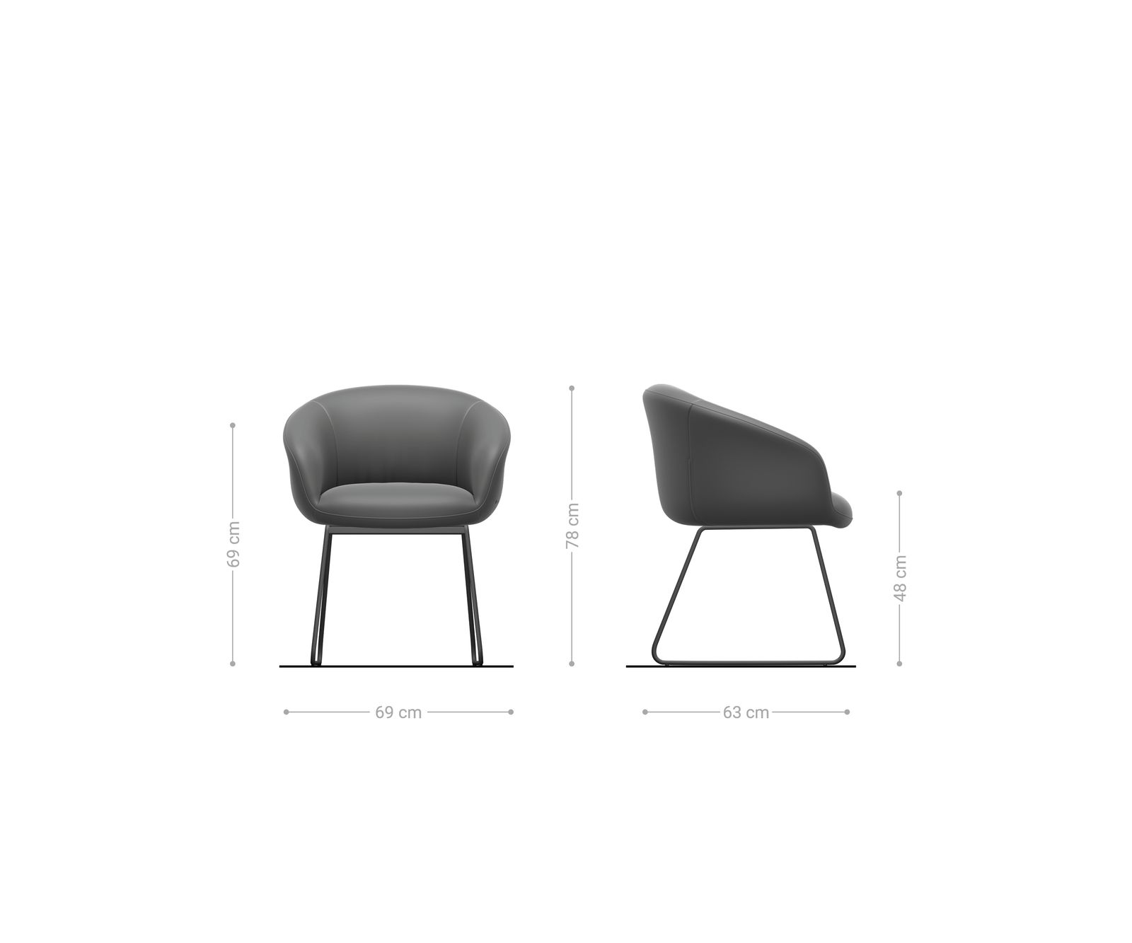 Esszimmerstuhl Vinka-Flex mit Armlehnen Cord Silbergrau Kufengestell Edelstahl Taschenfederkern 6