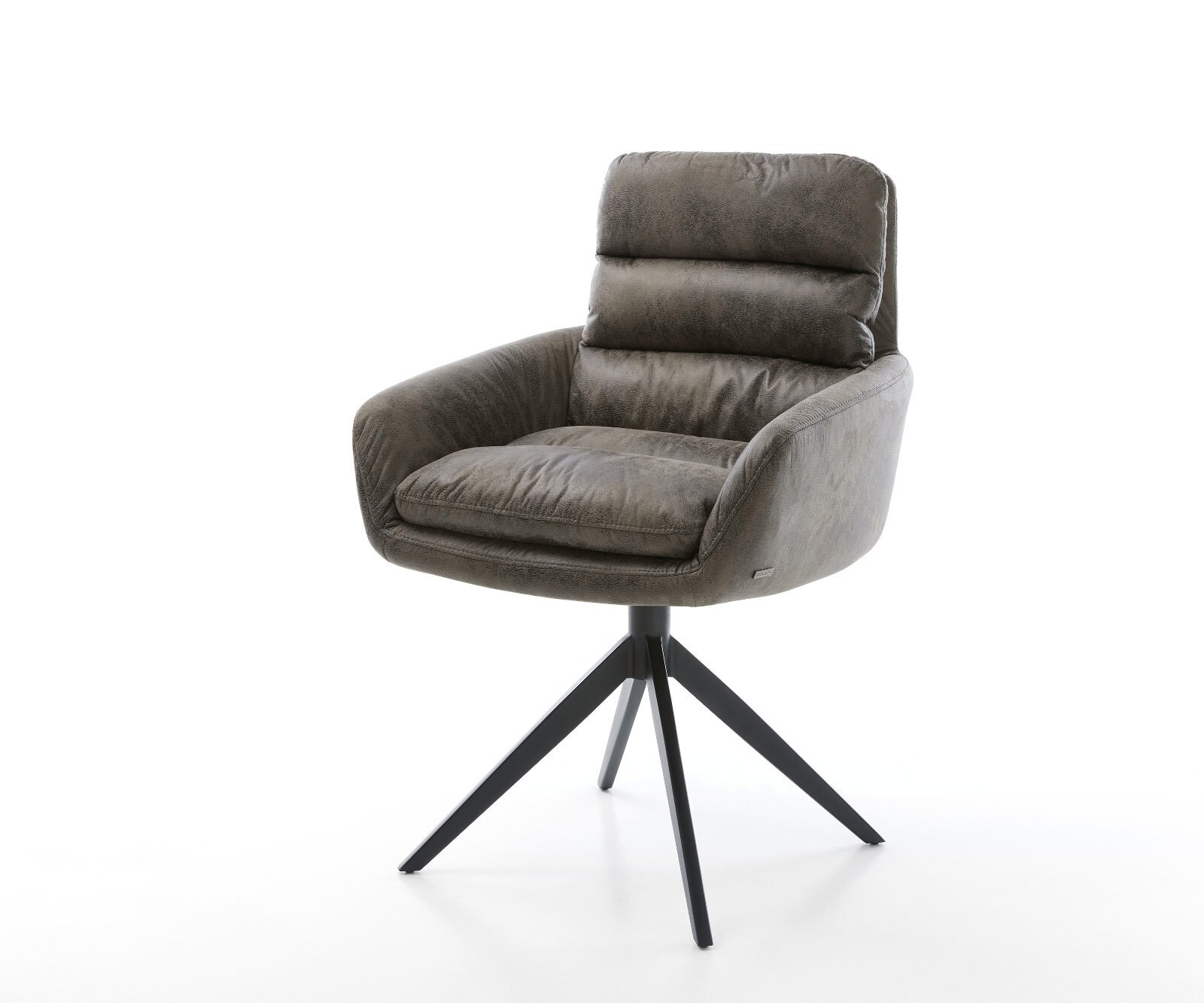 Drehstuhl Abelia-Flex mit Armlehnen Mikrofaser Grau Antik Kreuzgestell breit Schwarz 360° drehbar Wippfunktion