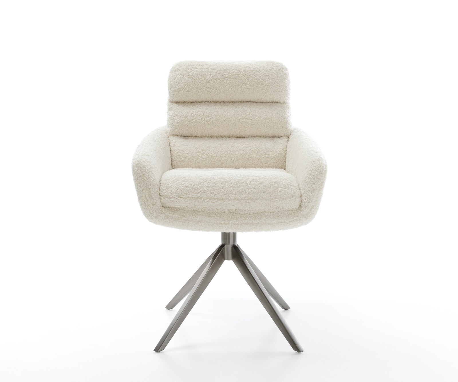 Chaise-pivotante Abelia-Flex avec accoudoirs tissu teddy beige pied croisé large grafiete pivotement sur 360° fonction bascule 1