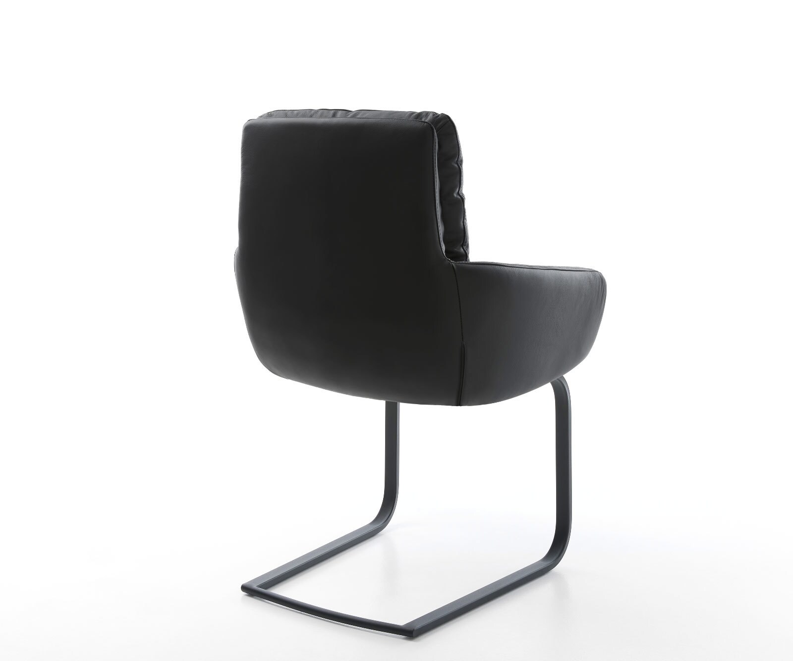 Freischwinger Abelia-Flex mit Armlehnen Echt-Leder Schwarz Freischwinger flach Schwarz 4