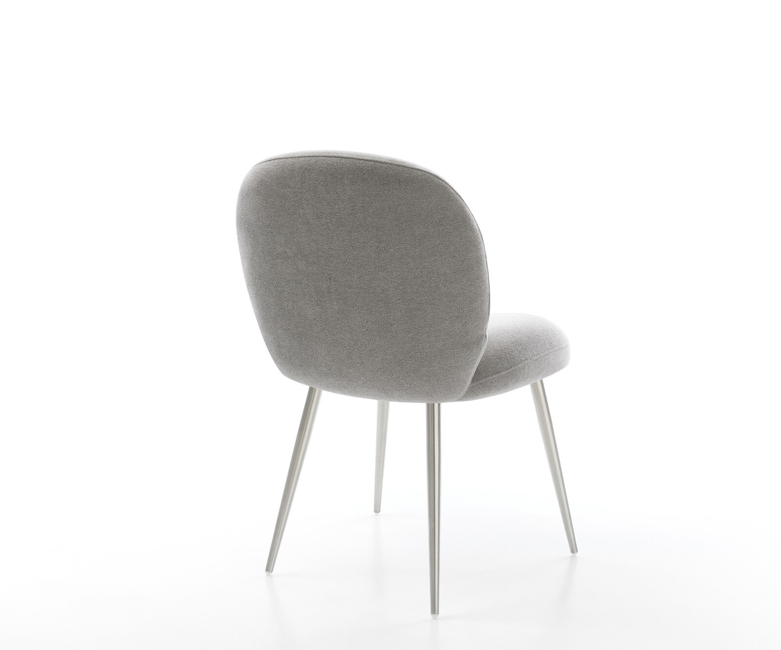 Chaise-de-salle-à-manger Nube-Flex tissu structuré doux gris 4 pieds coniques acier inoxydable resorts ensachés 5