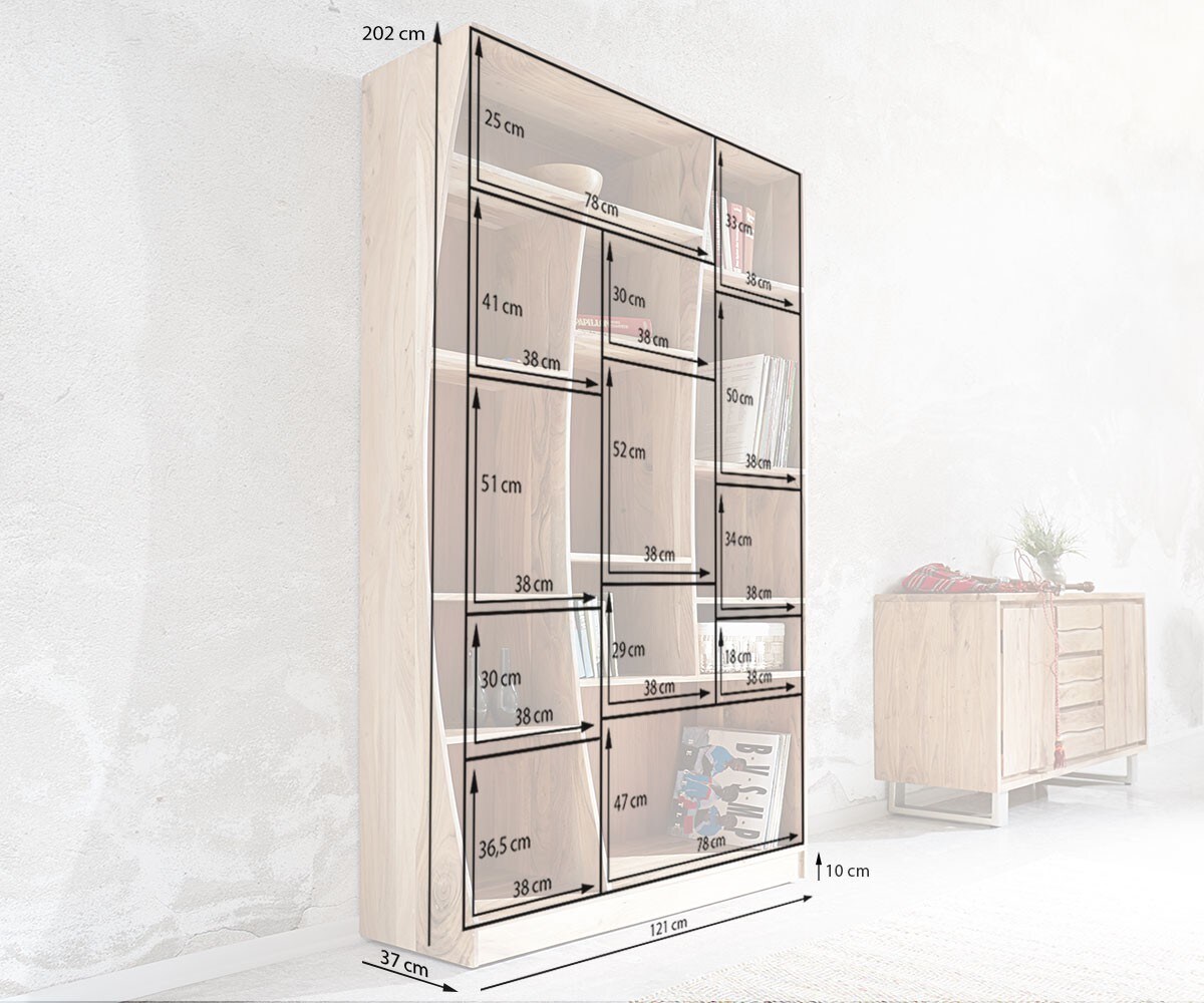 Standregal Live-Edge 120 cm Akazie Natur rechts 8