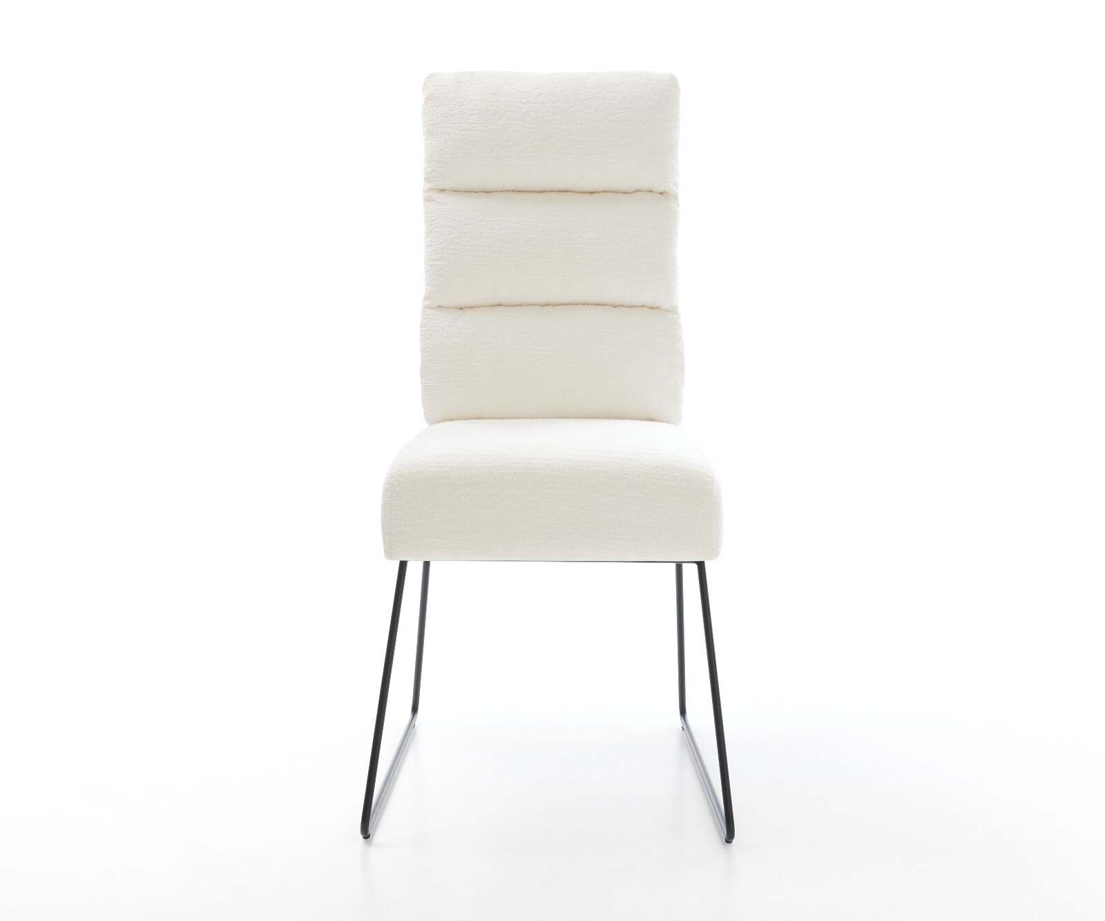 Esszimmerstuhl Pela-Flex Bouclé Soft Beige Kufengestell Schwarz Taschenfederkern 1