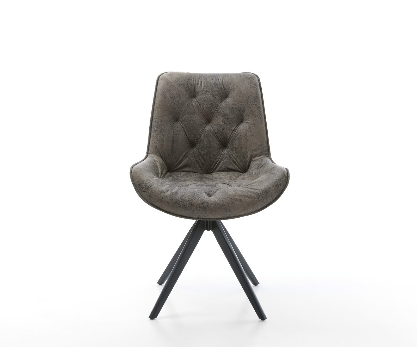 Chaise-de-salle-à-manger Taimi-Flex microvelours gris antique pied croisé angulaire noir 1
