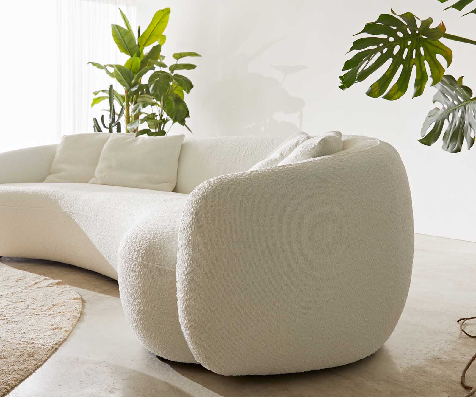 Canapé-3-places Larna 260x120 cm Bouclé Crème-Blanc 5