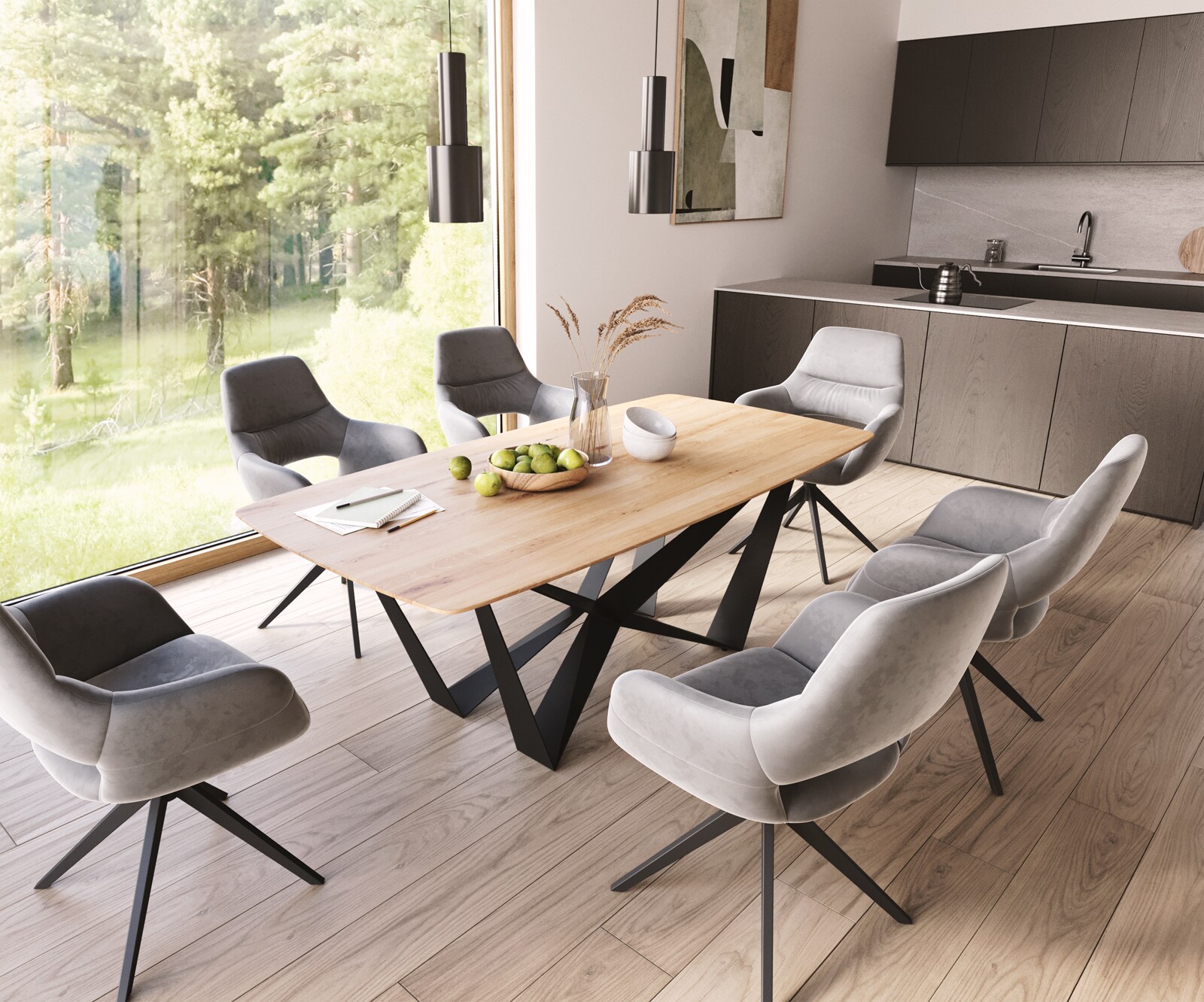 Esstisch Edge Boot 200x100x2,5-3 Eiche Natur Spider Flachstahl Schwarz Schweizer Kante 5 Esstisch Edge Boot 200x100x2,5-3 Eiche Natur Spider Flachstahl Schwarz Schweizer Kante 5