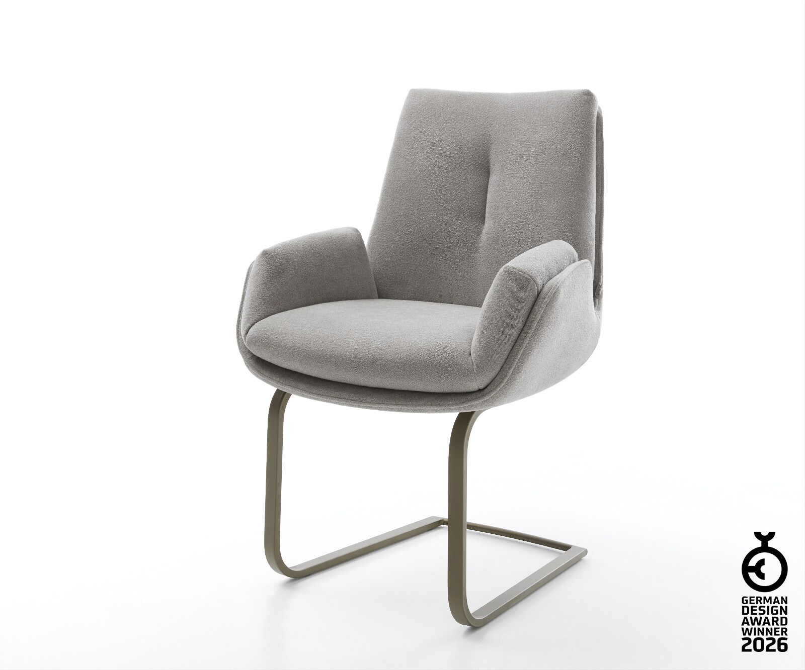 Cantilever Clea-Flex tissu structuré doux gris pied cantilever plat aspect titane