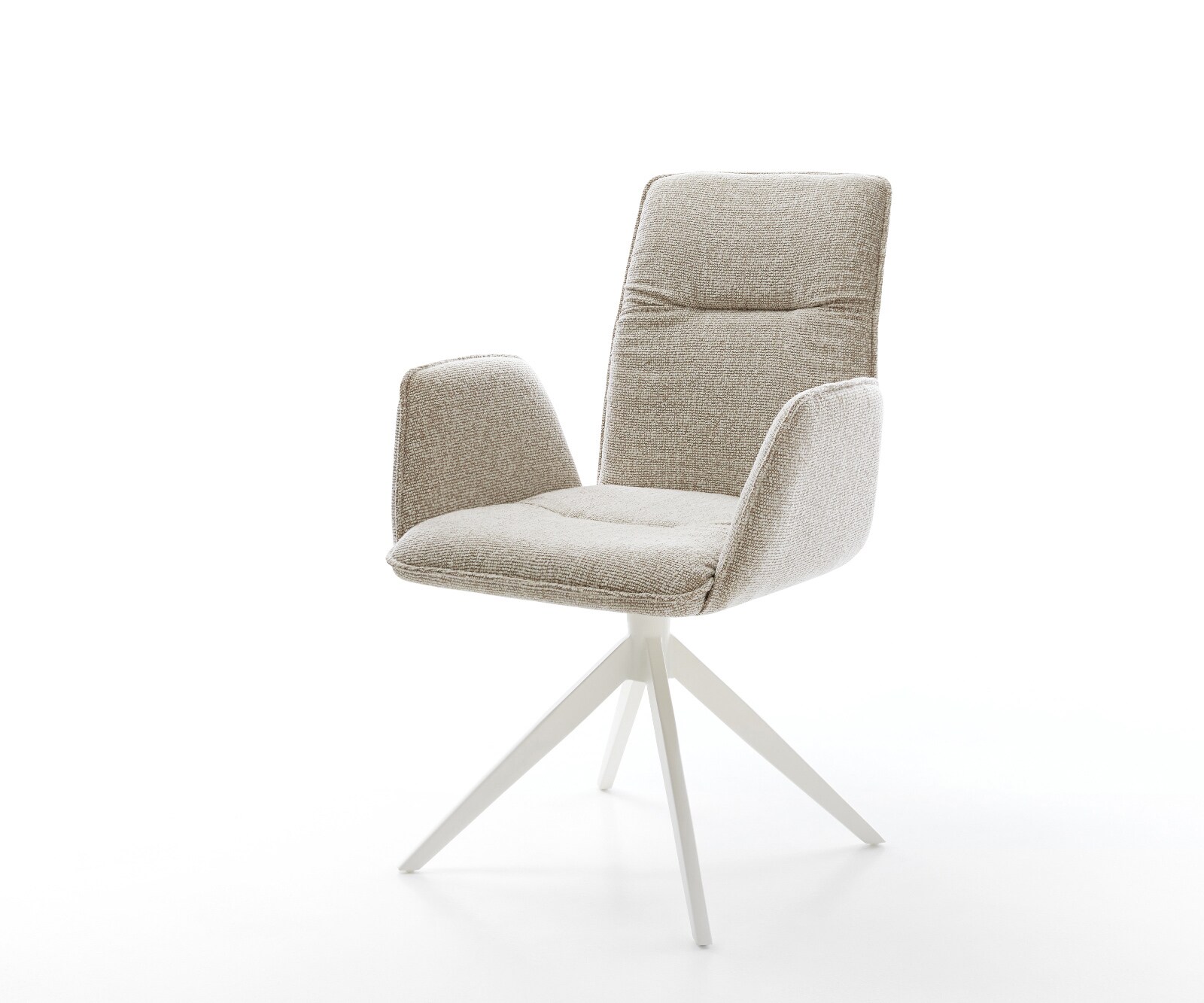 Drehstuhl Vinja-Flex Webstoff Soft Beige Kreuzgestell breit Weiß 360° drehbar Wippfunktion 1