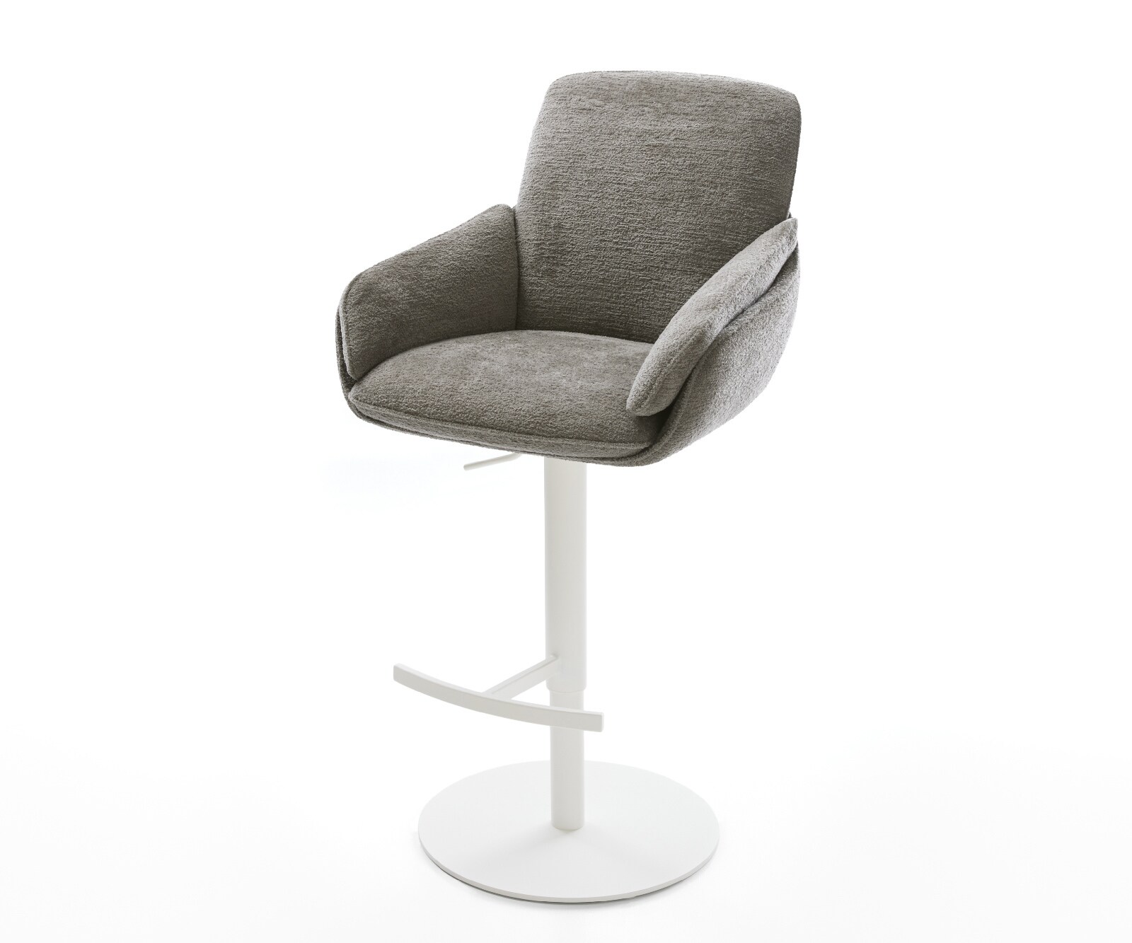 Barstuhl Luan-Flex Bouclé Soft Schlamm Drehfuß höhenverstellbar Metall Weiß 1