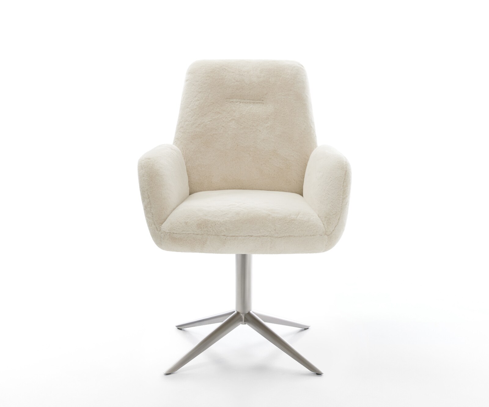 Chaise-pivotante Zoa-Flex peluche crème-blanc pied de chaise 4 branches acier inoxydable pivotement sur 360° fonction bascule resorts ensachés 1