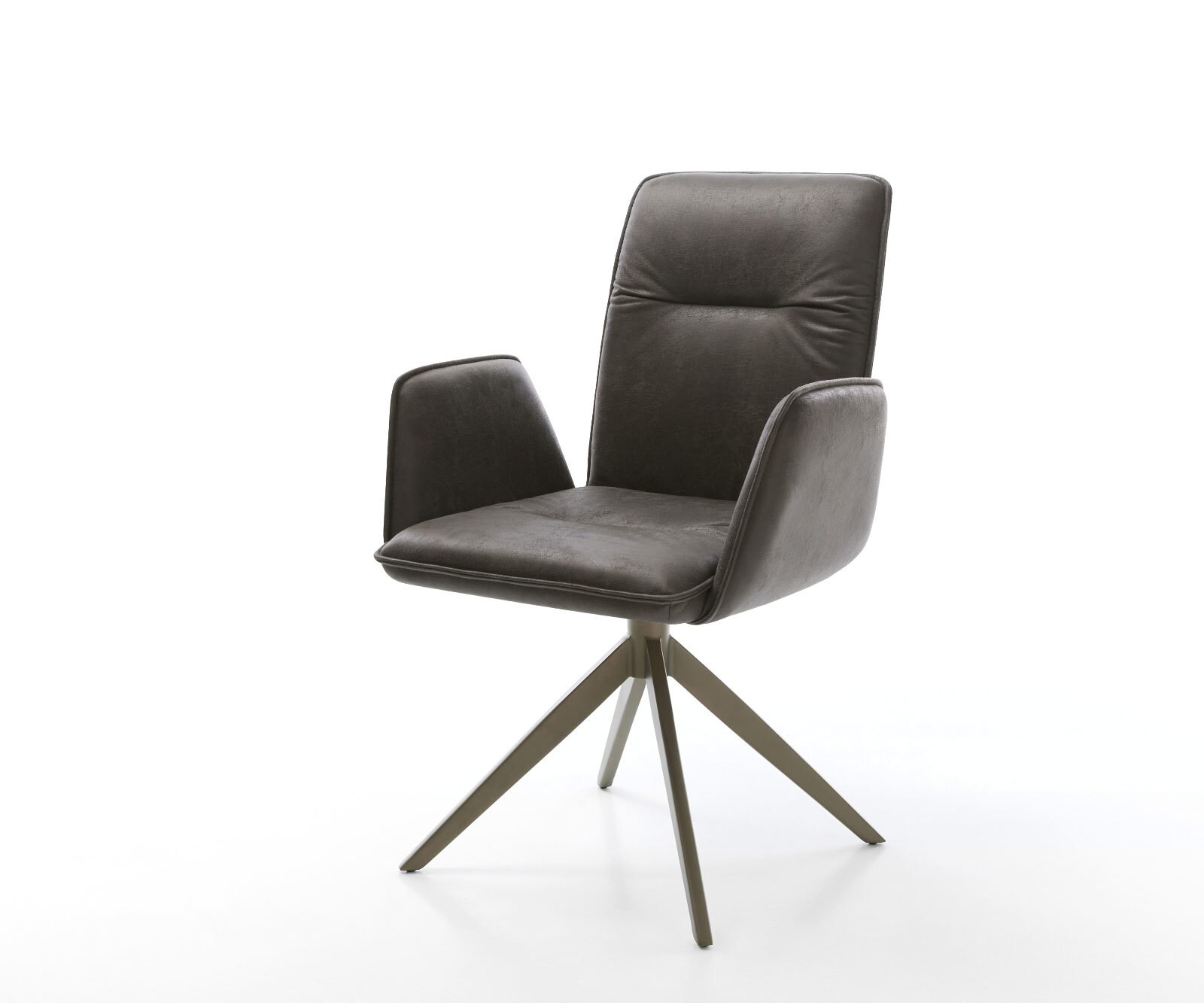 Drehstuhl Vinja-Flex Mikrofaser Anthrazit Vintage Kreuzgestell breit Effektfinish Titan 360° drehbar Wippfunktion