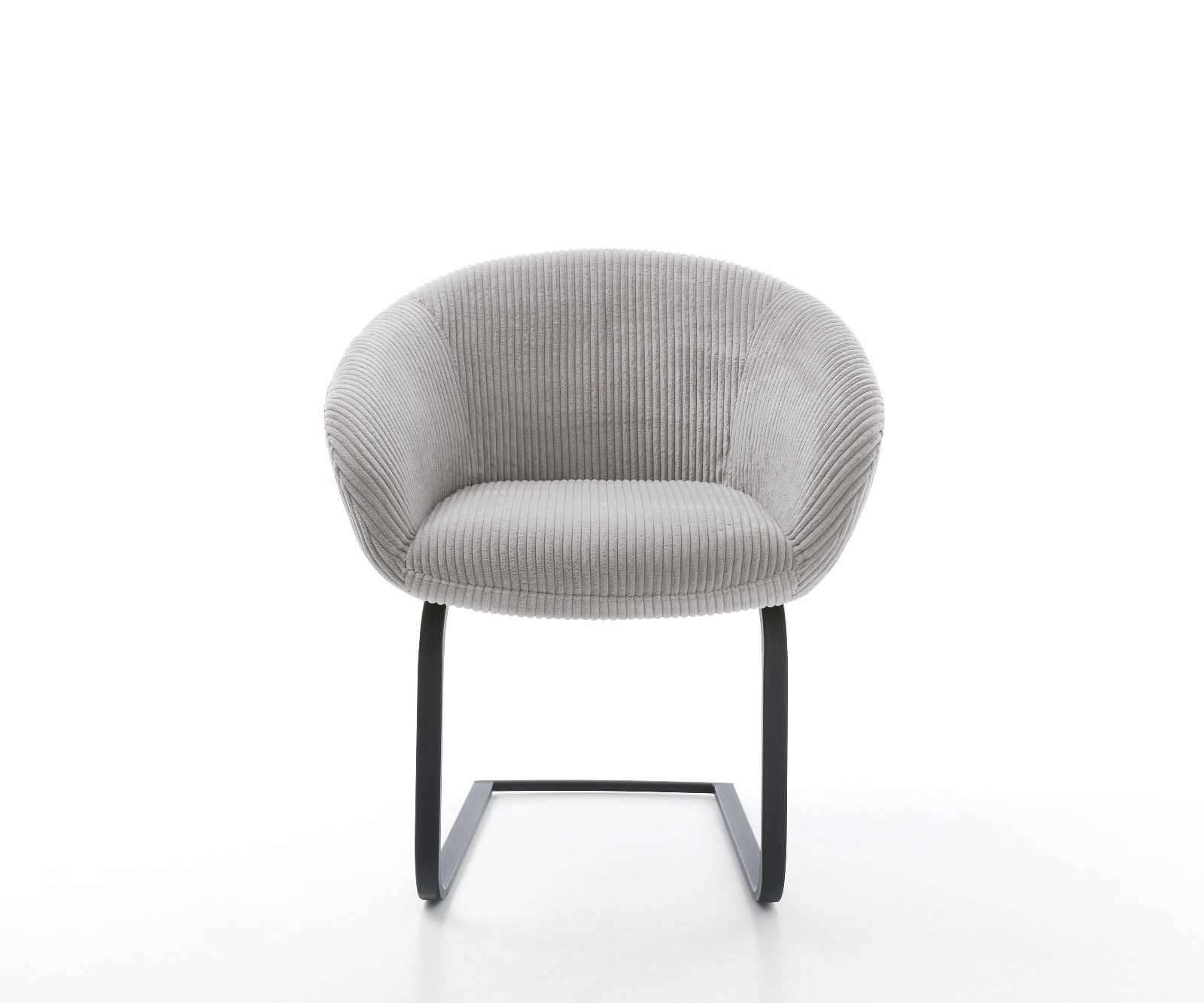 Cantilever Vinka-Flex avec accoudoirs côtelé gris argenté pied cantilever plat noir ressorts ensachés 2