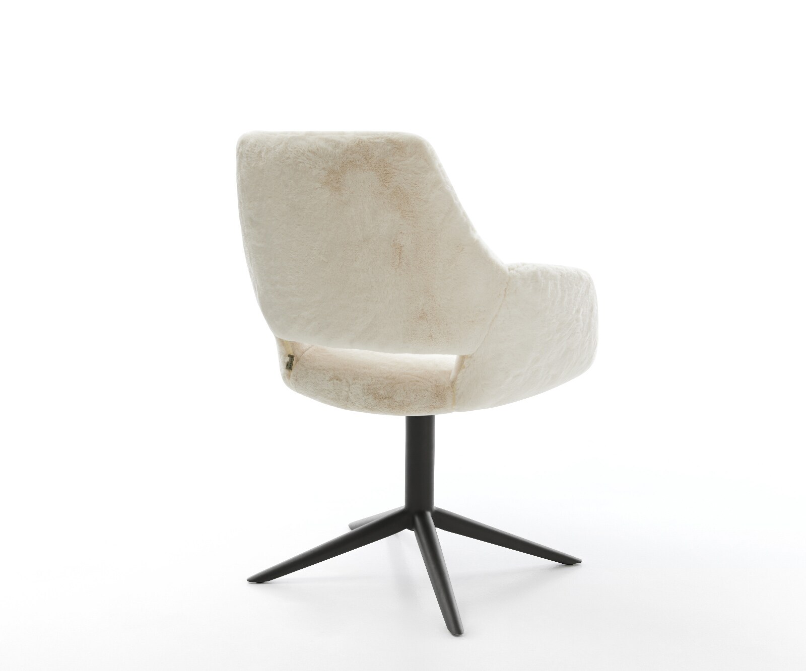 Chaise-pivotante Yago-Flex avec accoudoirs peluche crème-blanc pied de chaise 4 branches noir pivotement sur 360° fonction bascule resorts ensachés 4