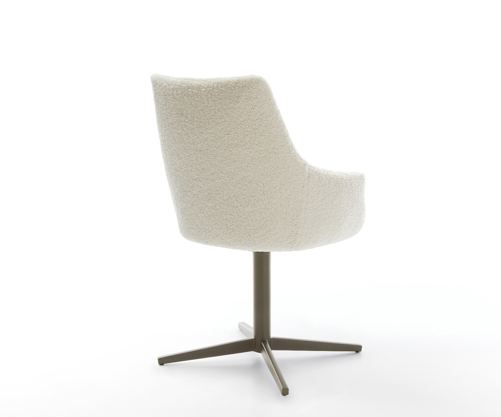 Drehstuhl Alja-Flex mit Armlehnen Teddy Beige Fußkreuz Effektfinish Titan 360° drehbar Taschenfederkern 4