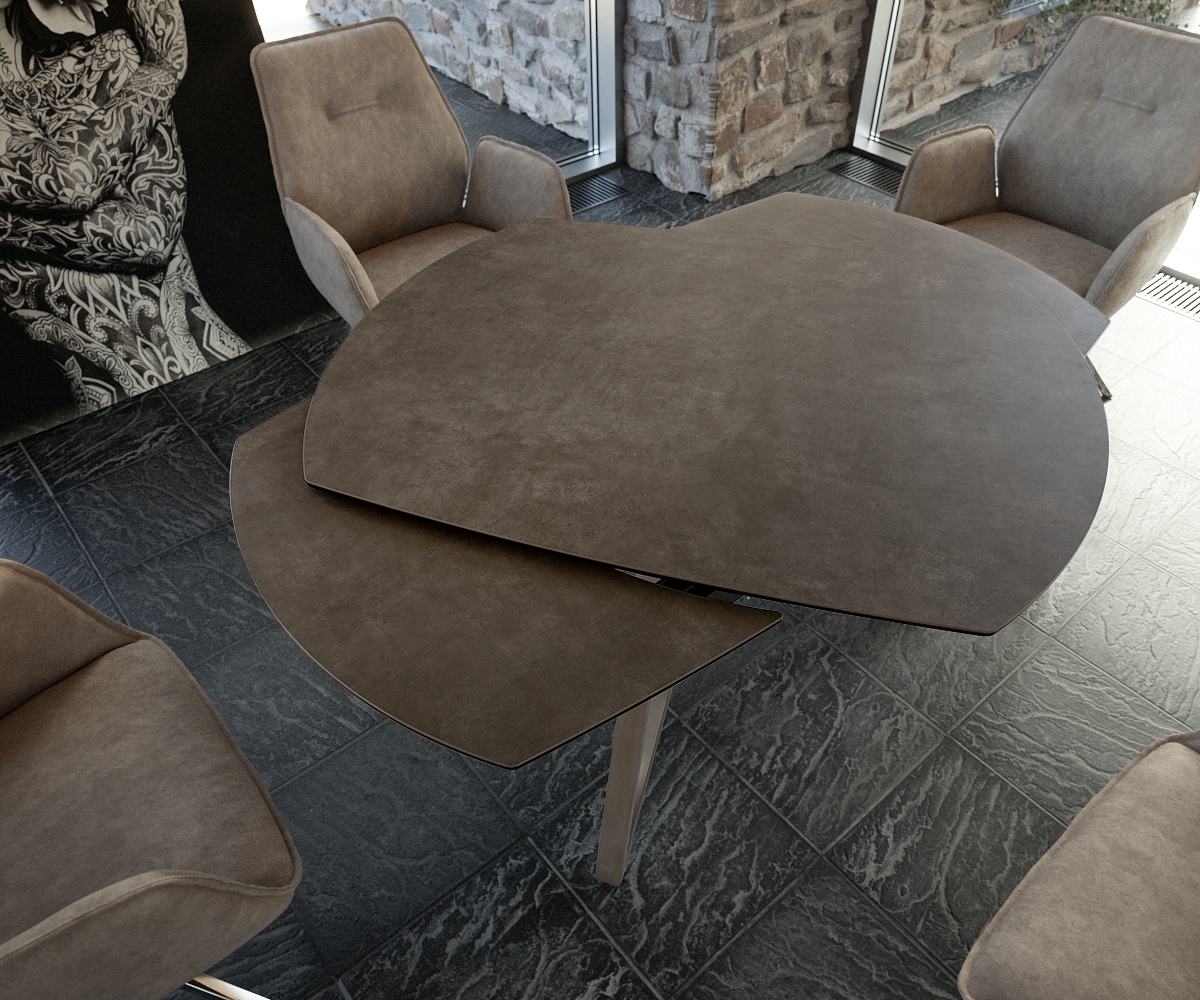 Esstisch Carlow 130/200x95 cm Keramik Braun Edelstahl ausziehbar 3