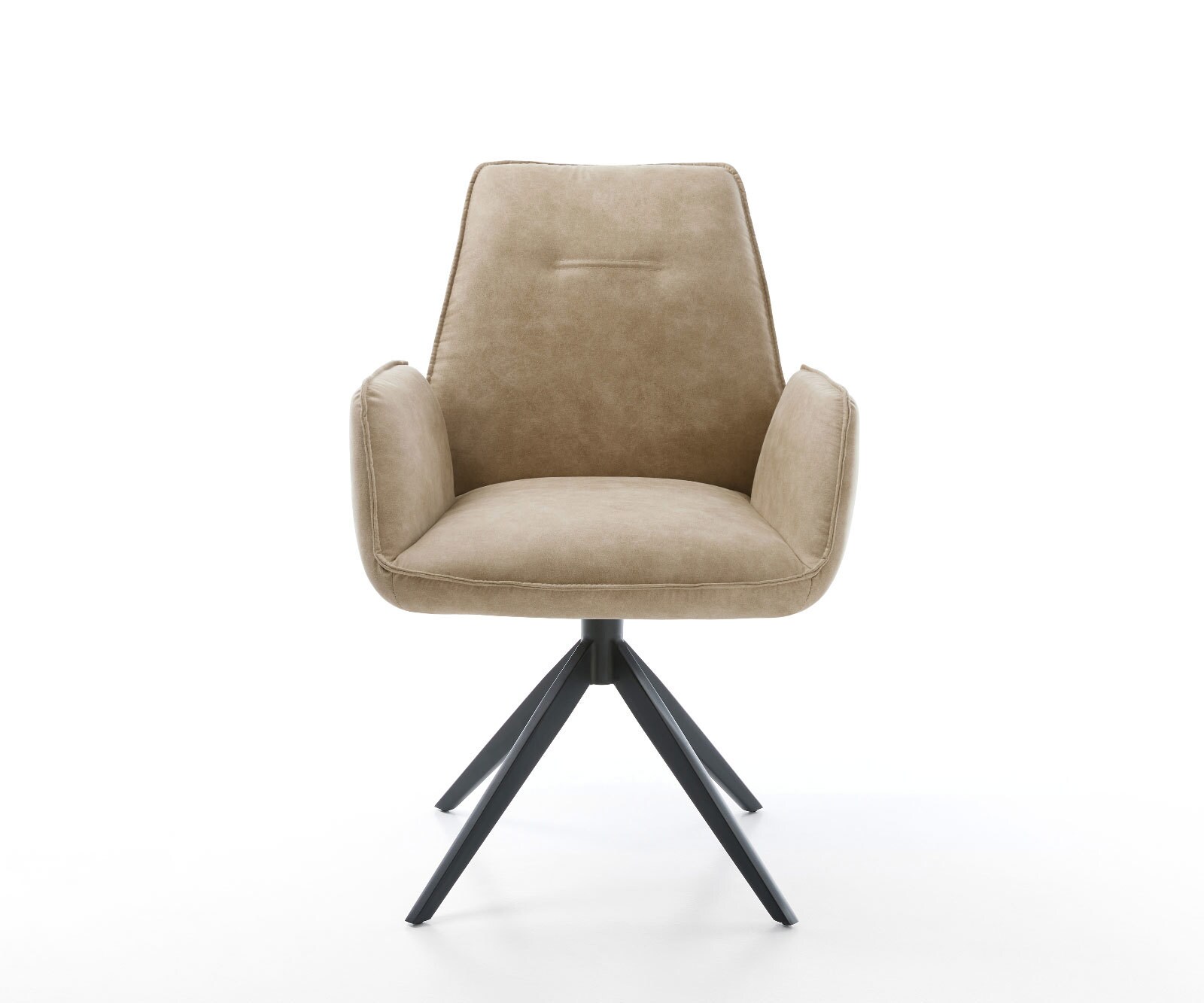 Chaise-pivotante Zoa-Flex microvelours beige vintage pied croisé large noir pivotement sur 360° fonction bascule ressorts ensachés 1