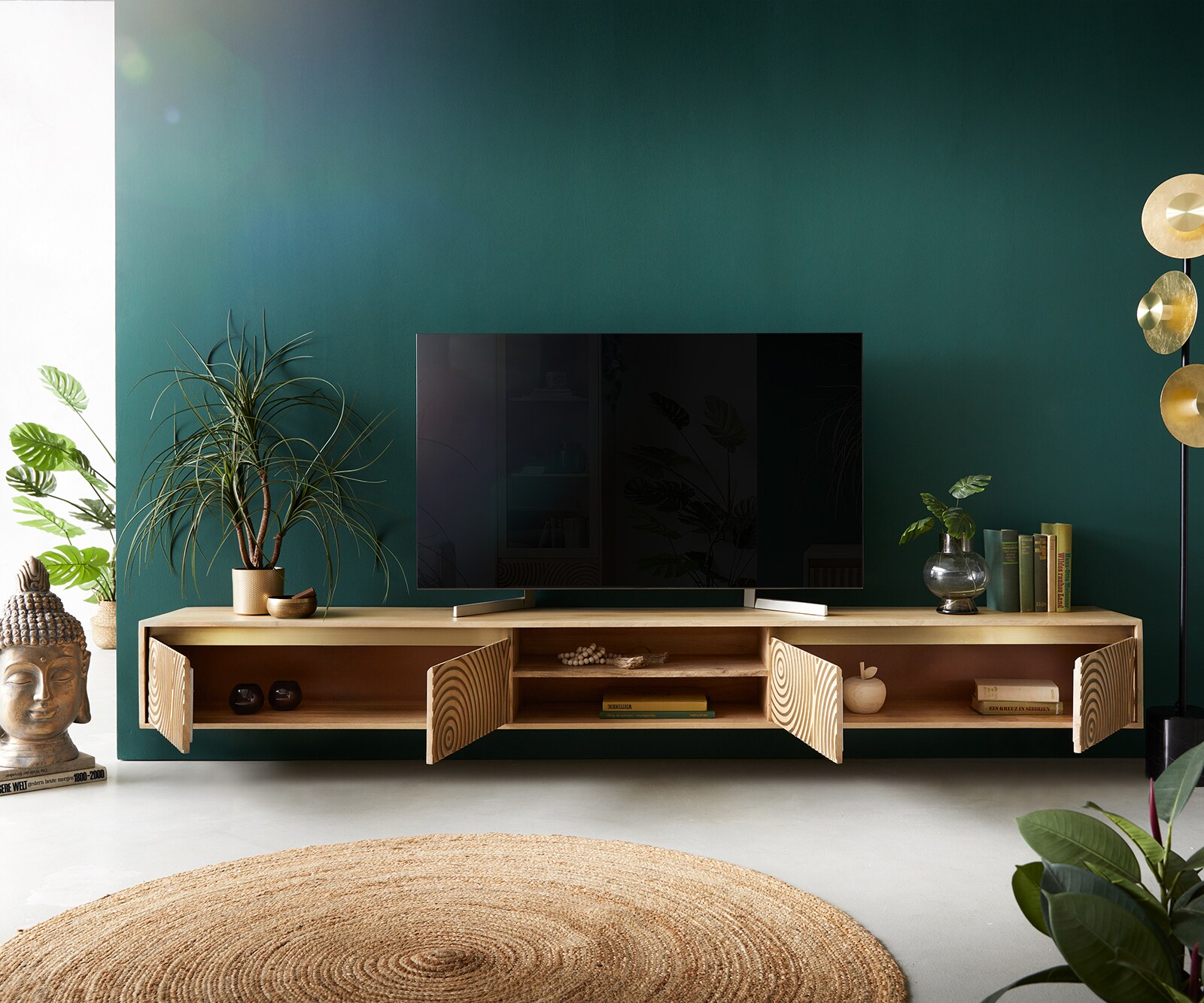 Lowboard Budaya 260 cm Mango Natur 4 Türen schwebend 4