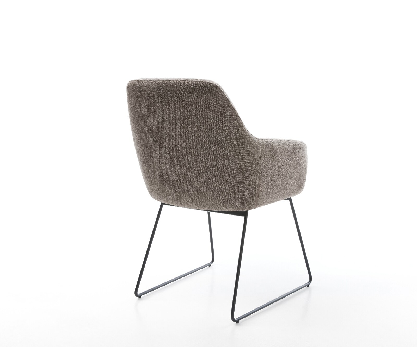 Chaise-de-salle-à-manger Pejo-Flex tissu structuré doux taupe pied trapèze noir ressorts ensachés 4
