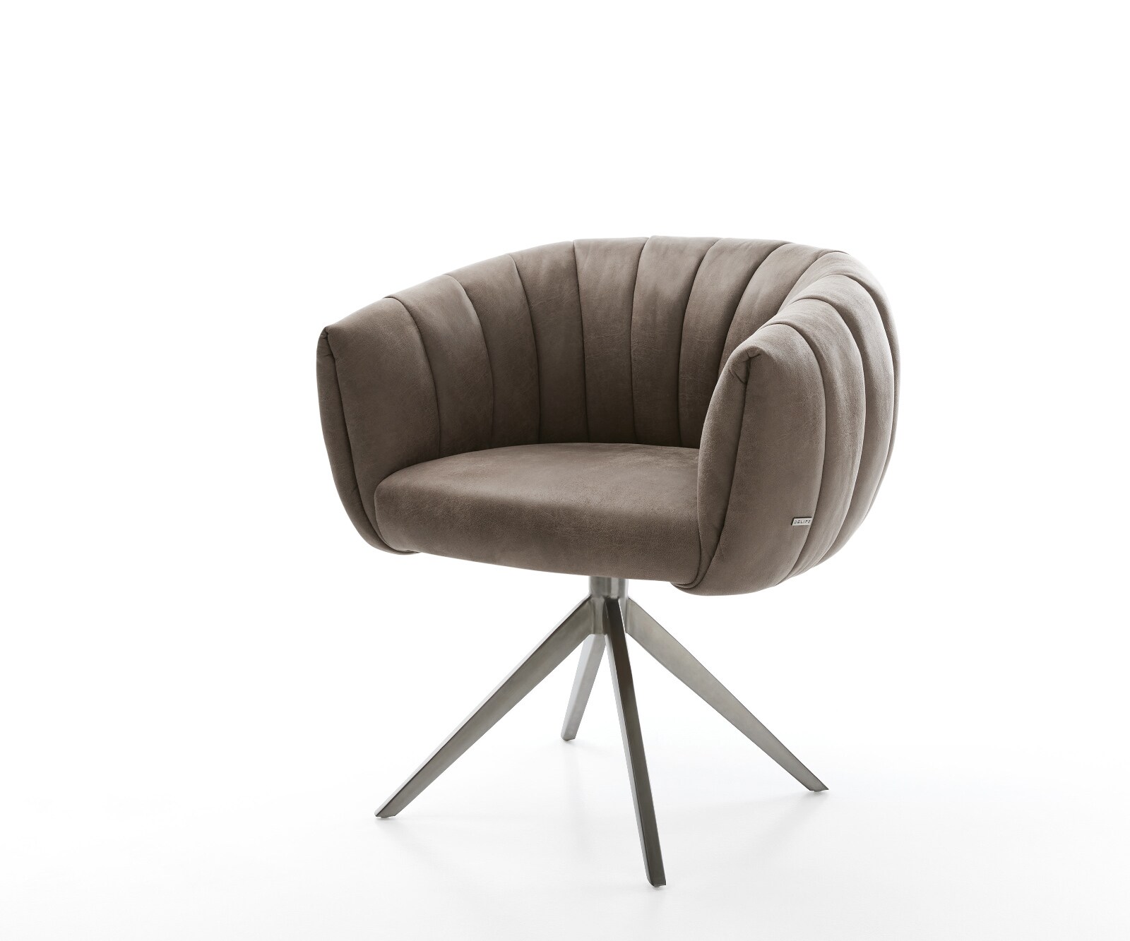 Drehstuhl Jada-Flex Mikrofaser Taupe Vintage Kreuzgestell breit Graphit 360° drehbar Wippfunktion Taschenfederkern 1