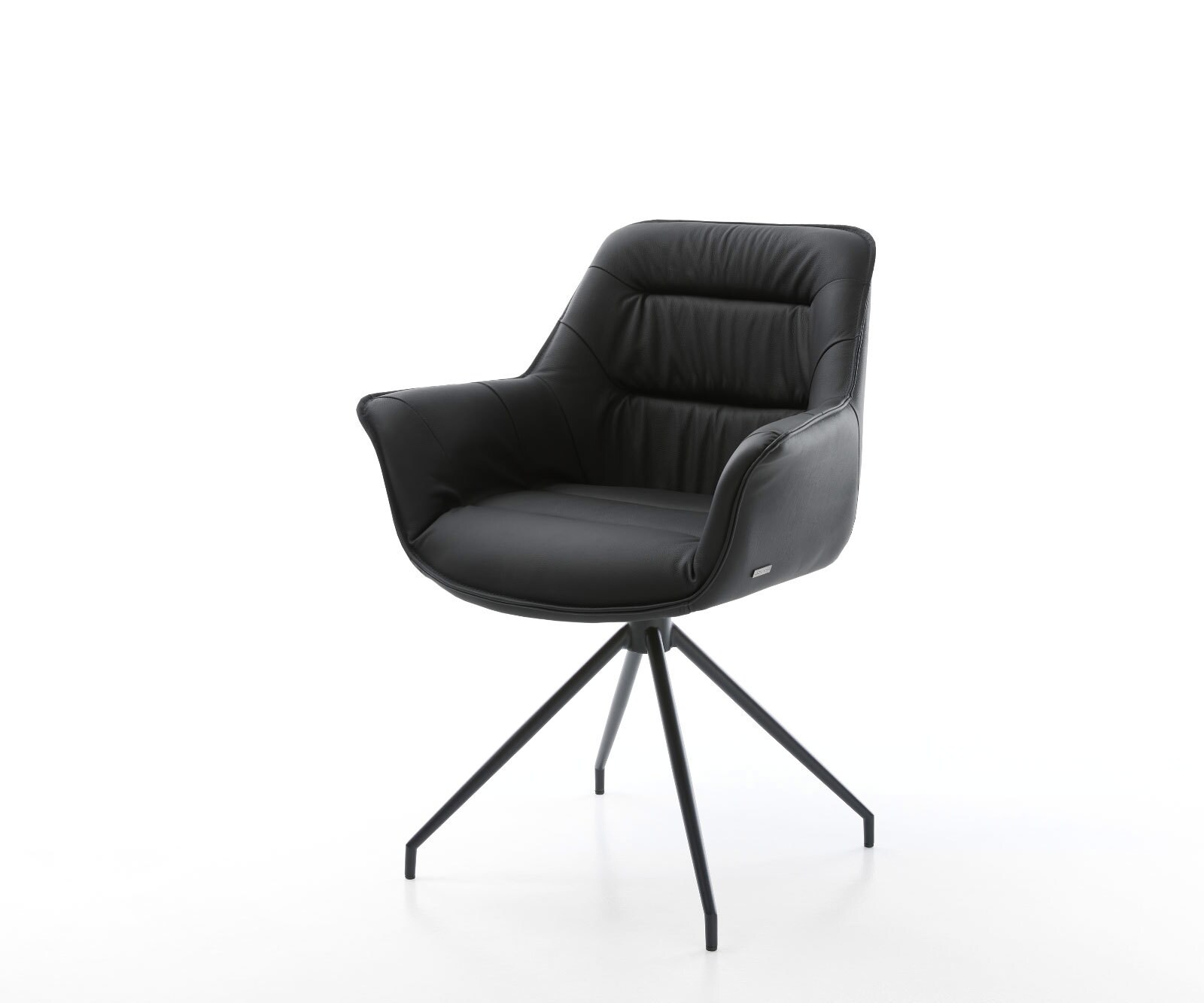 Drehstuhl Kaira-Flex Echt-Leder Schwarz Kreuzgestell konisch Schwarz 180° drehbar