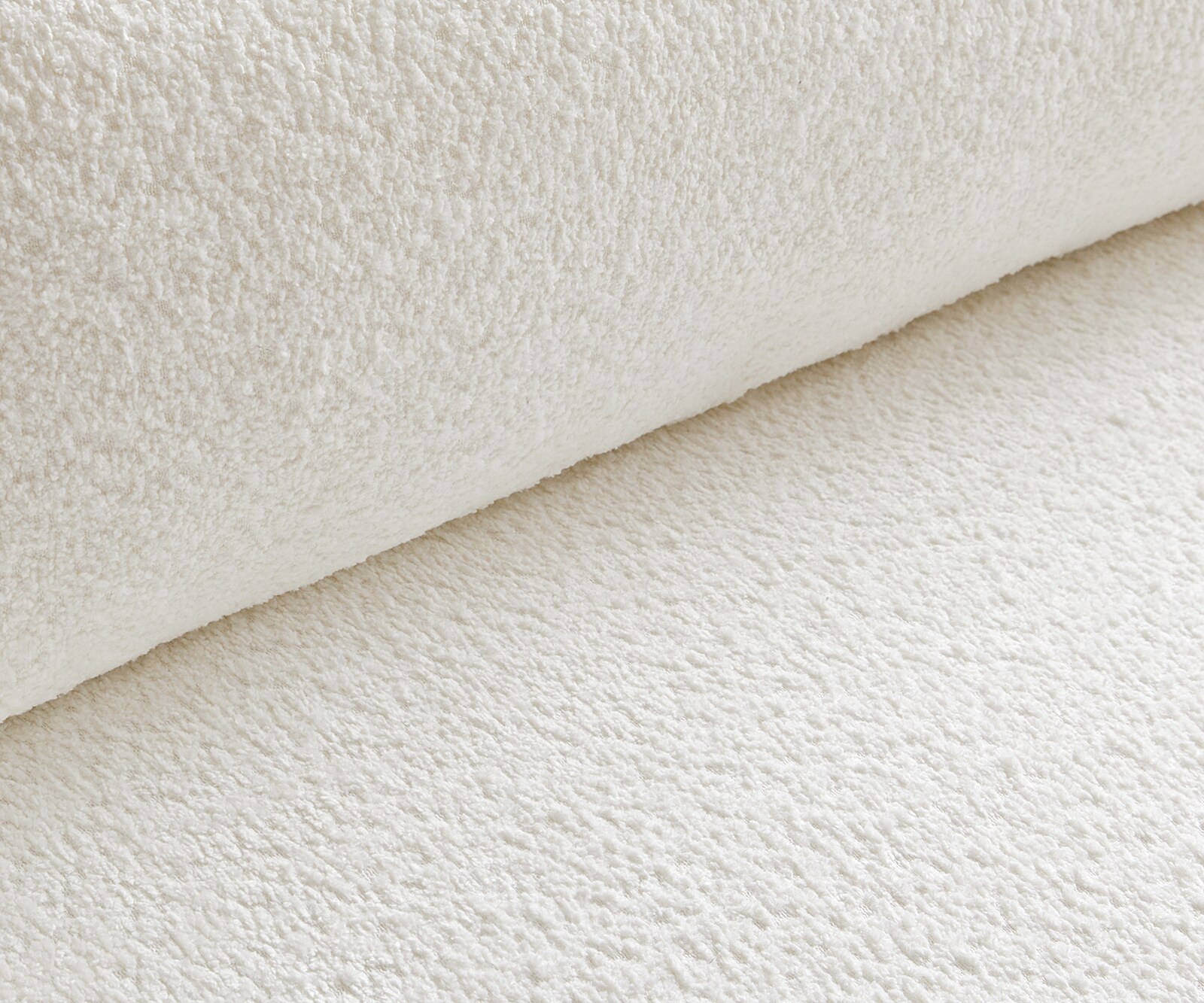 Wohnlandschaft Lanzo 300x210 cm Bouclé Creme-Weiß Recamiere variabel mit Hocker 2