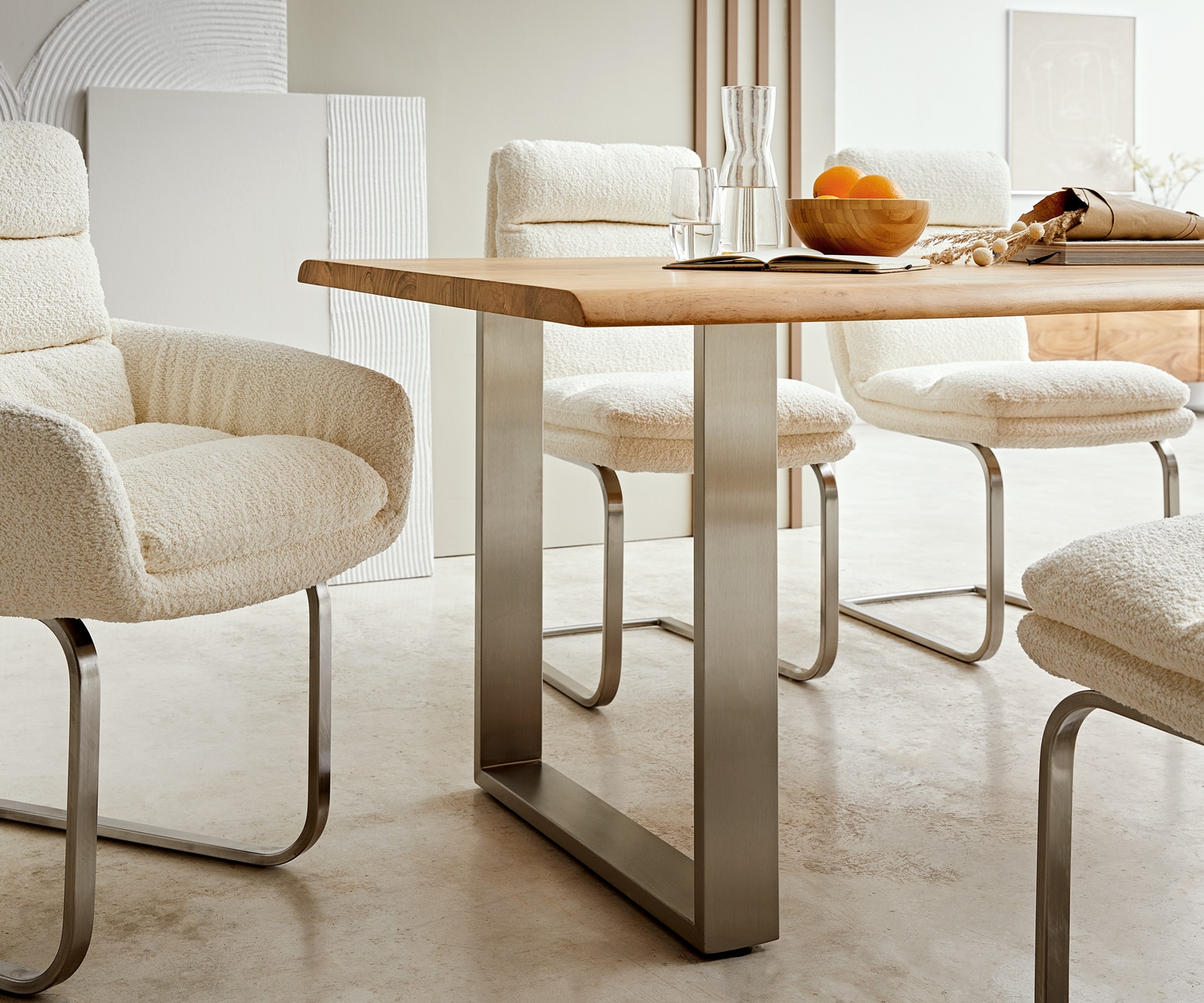 Esstisch Edge 200x100 Akazie Natur Edelstahl Schmal Live-Edge 5 Esstisch Edge 200x100 Akazie Natur Edelstahl Schmal Live-Edge 5