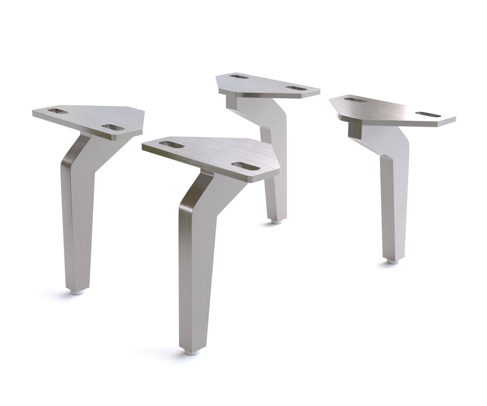 Pied-d'angle 15 cm acier inoxydable brossé pour tous types de meubles (set de 4)
