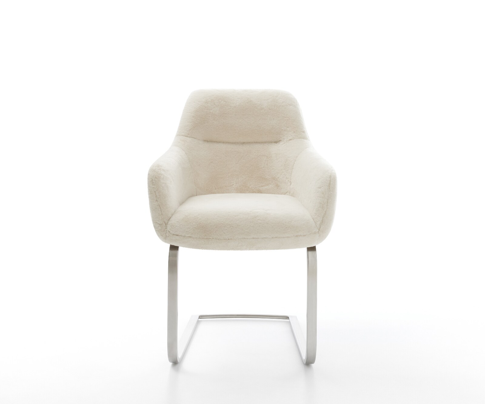 Freischwinger Pejo-Flex Plüsch Creme-Weiß Freischwinger flach Edelstahl Taschenfederkern 2