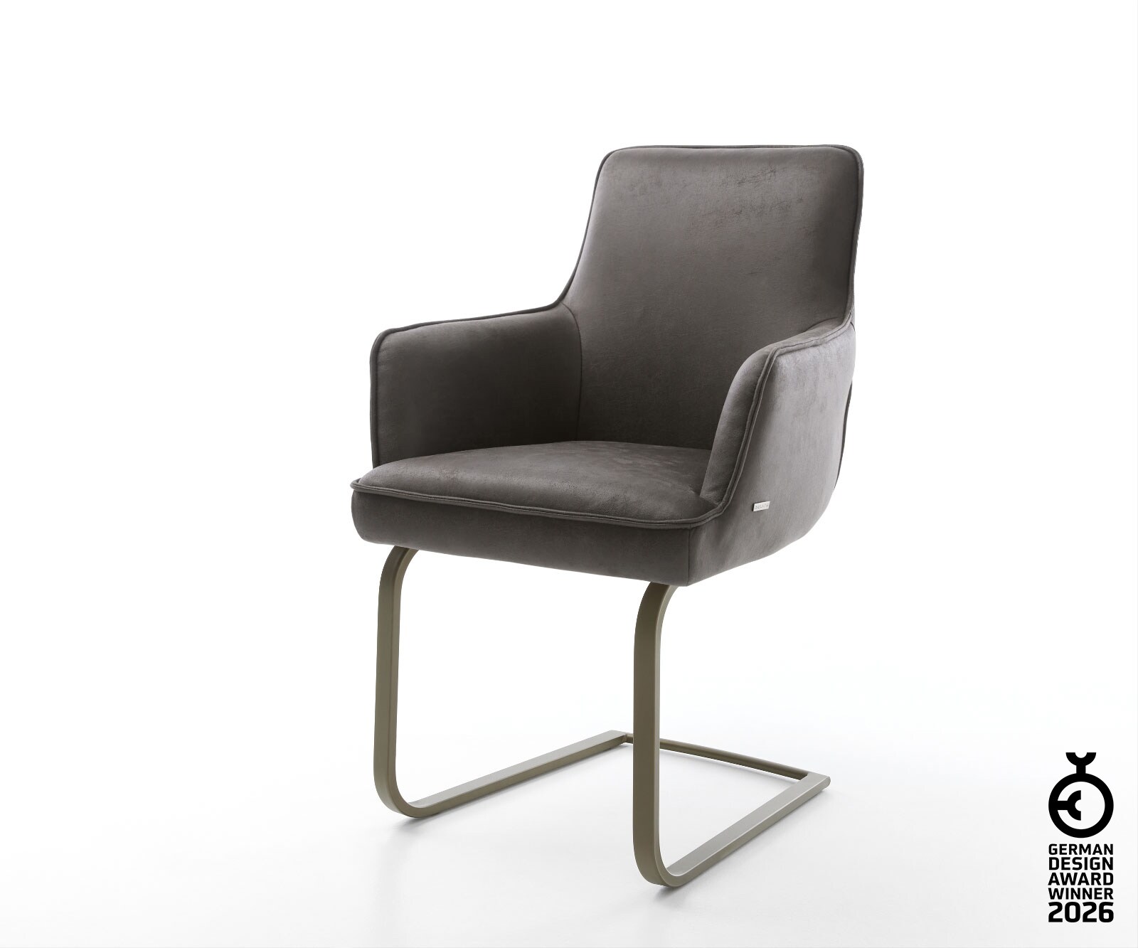 Freischwinger Heira-Flex mit Armlehnen Mikrofaser Anthrazit Vintage Freischwinger flach Effektfinish Titan Taschenfederkern 1