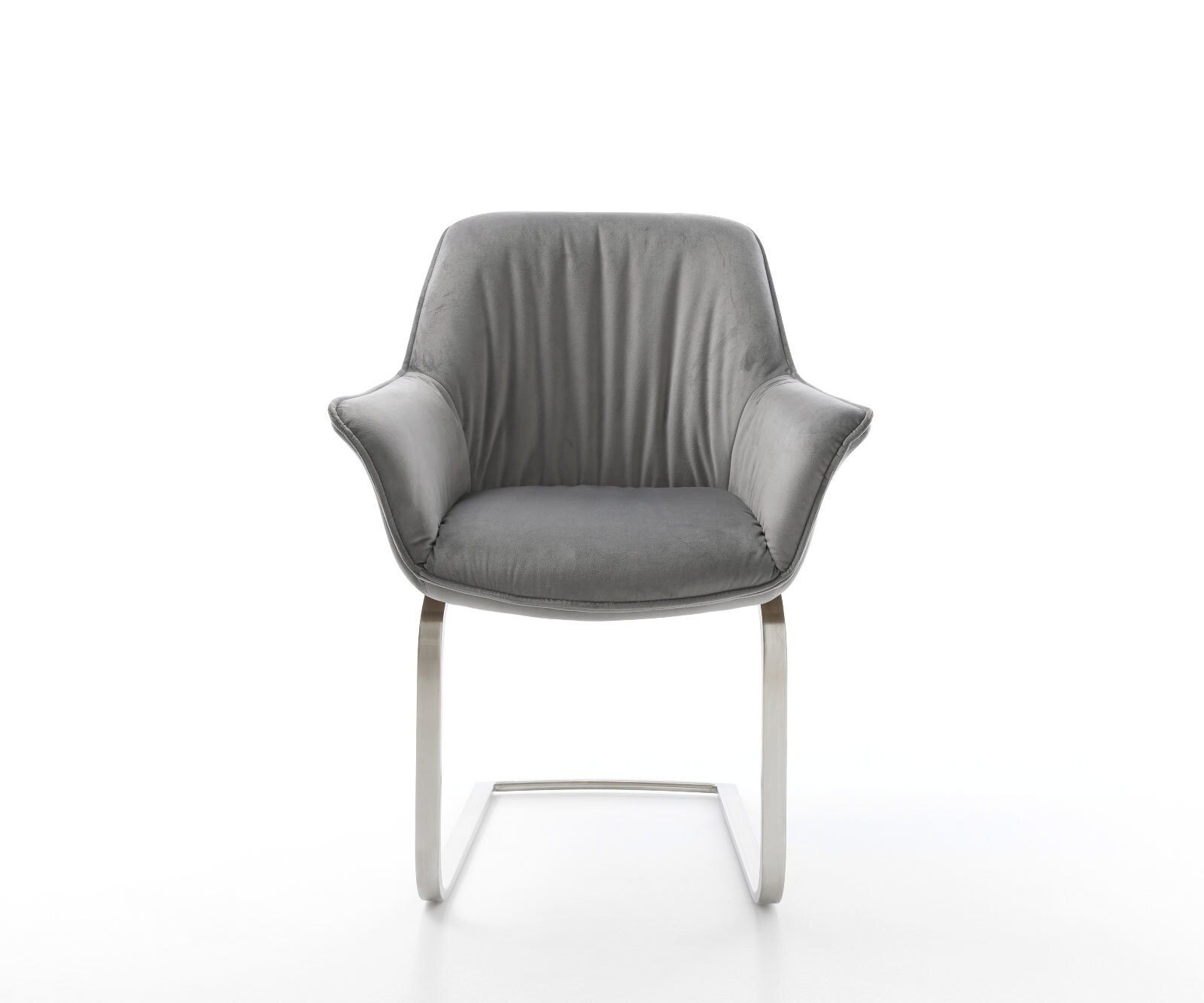 Freischwinger Keila-Flex mit Armlehnen Samt Grau Freischwinger flach Edelstahl 2