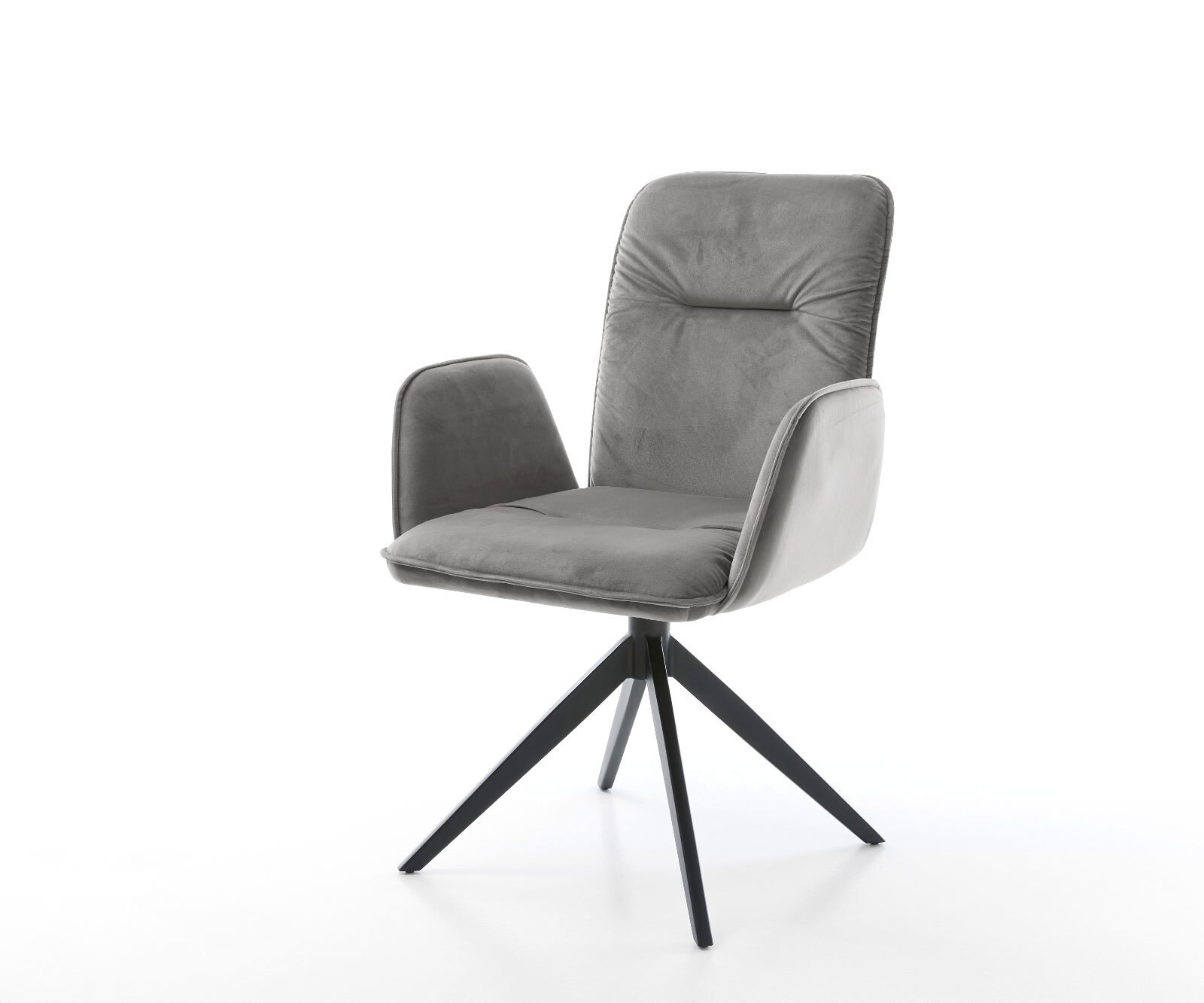 Chaise-pivotante Vinja-Flex velours gris pied croisé large noir pivotement sur 360° fonction bascule