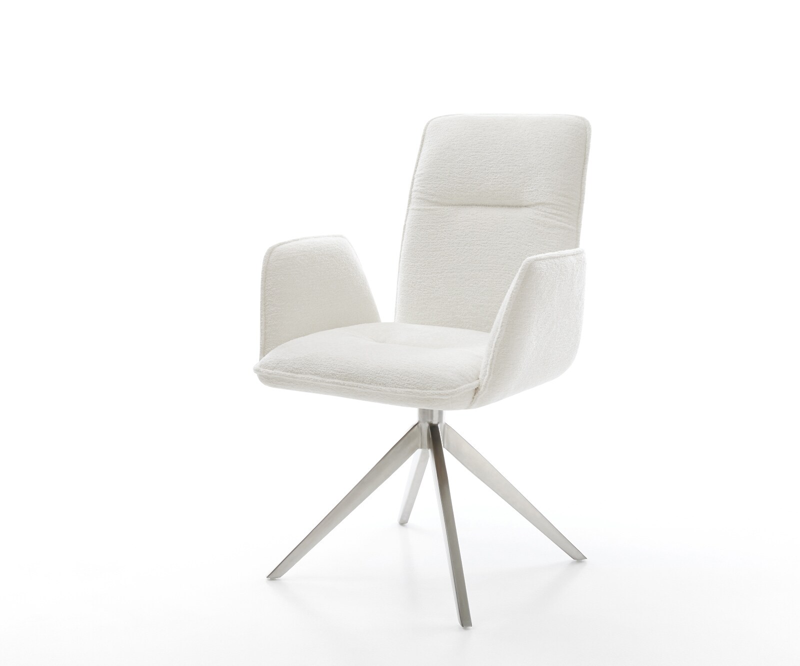 Drehstuhl Vinja-Flex Bouclé Soft Beige Kreuzgestell breit Edelstahl 360° drehbar Wippfunktion 1
