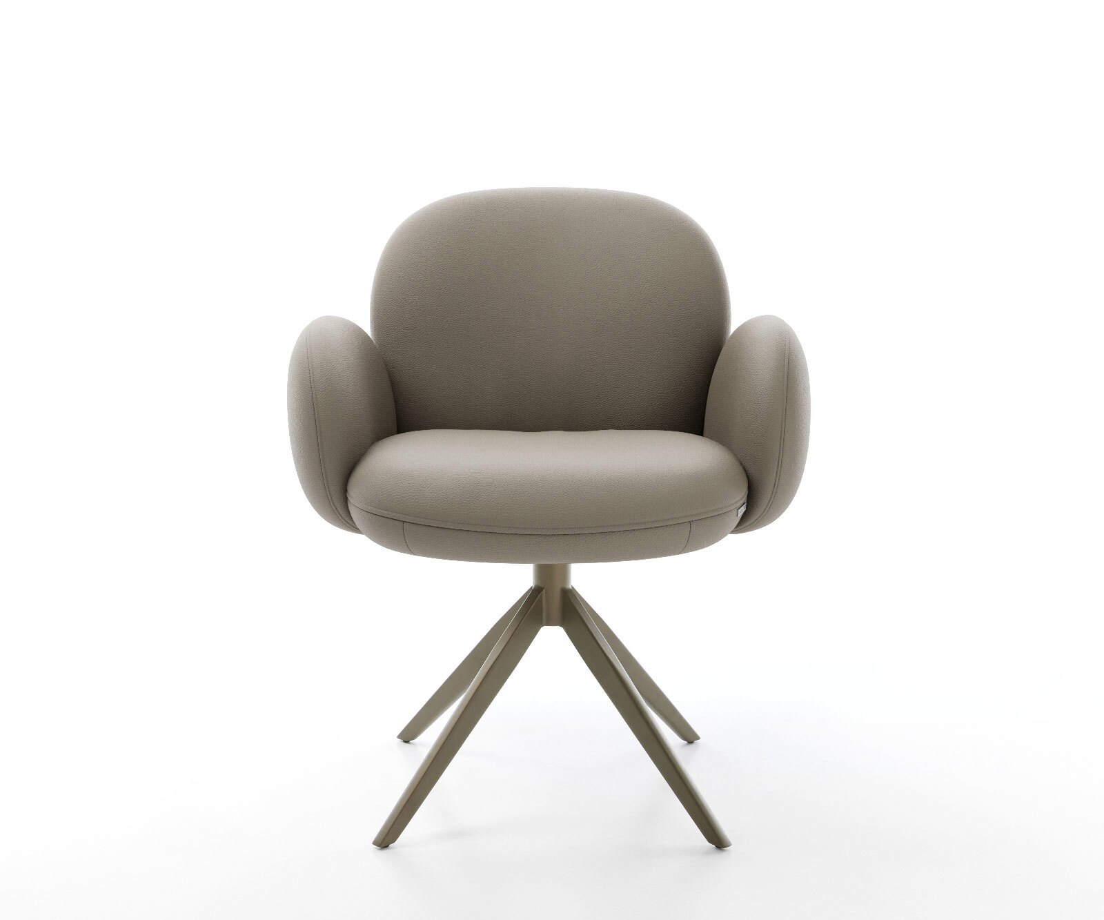 Drehstuhl Nube-Flex mit Armlehnen Echt-Leder Schlamm Kreuzgestell breit Effektfinish Titan 360° drehbar Wippfunktion Taschenfederkern 1