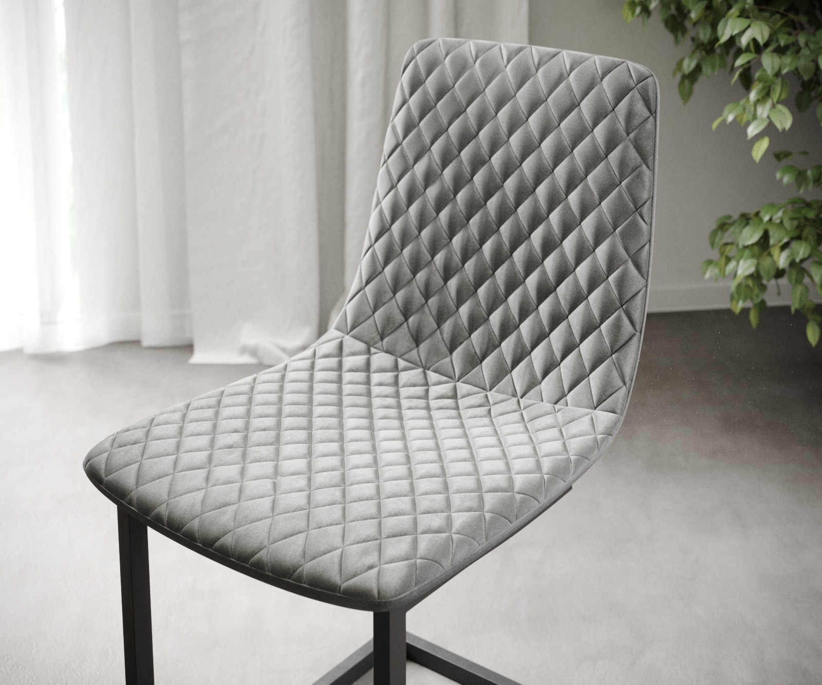 4-er-Set-Esszimmerstuhl Novi-Adesso Hellgrau Samt Freischwinger 3 4-er-Set-Esszimmerstuhl Novi-Adesso Hellgrau Samt Freischwinger 3