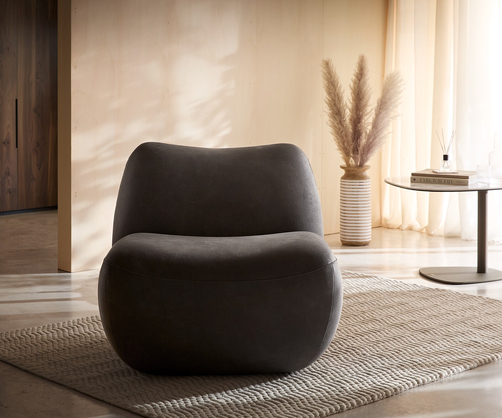 Fauteuil-lounge Zena 75x85 cm microfibre anthracite vintage 5