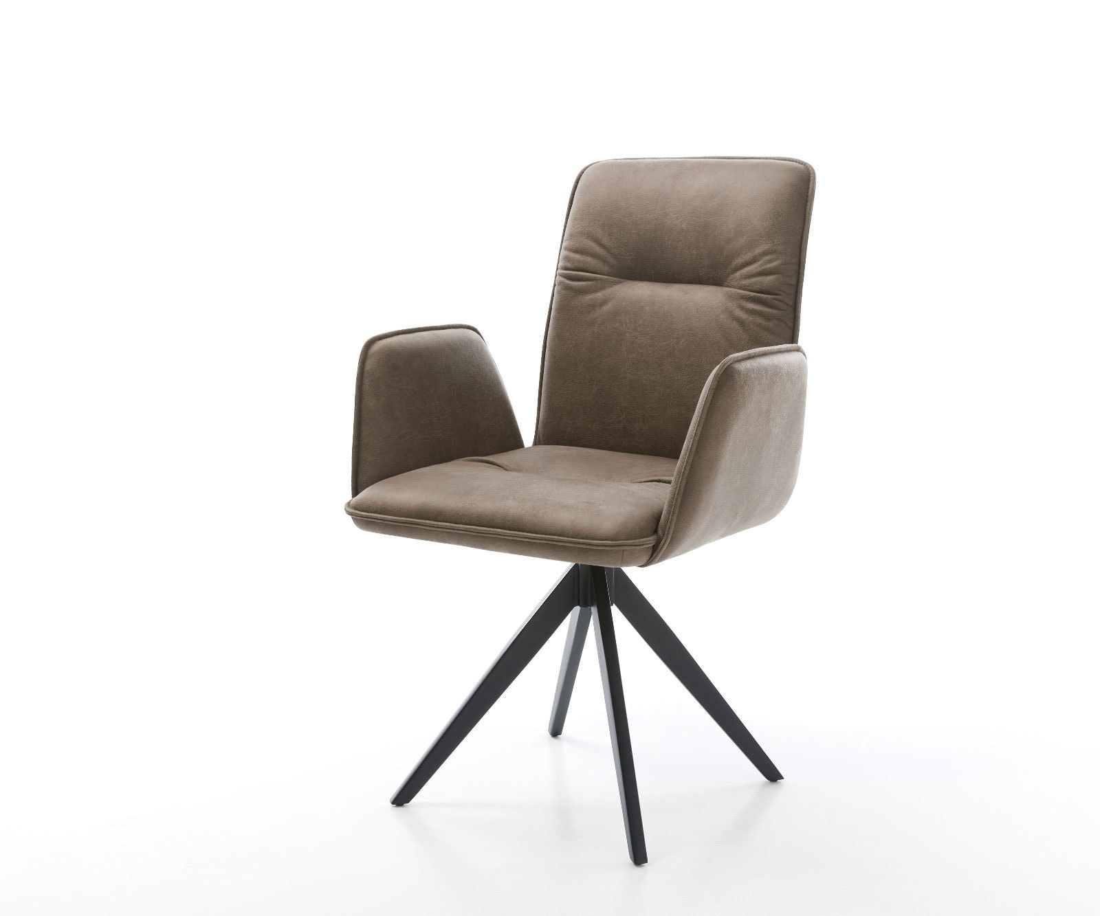 Drehstuhl Vinja-Flex Taupe Vintage Kreuzgestell kantig Schwarz 180° drehbar
