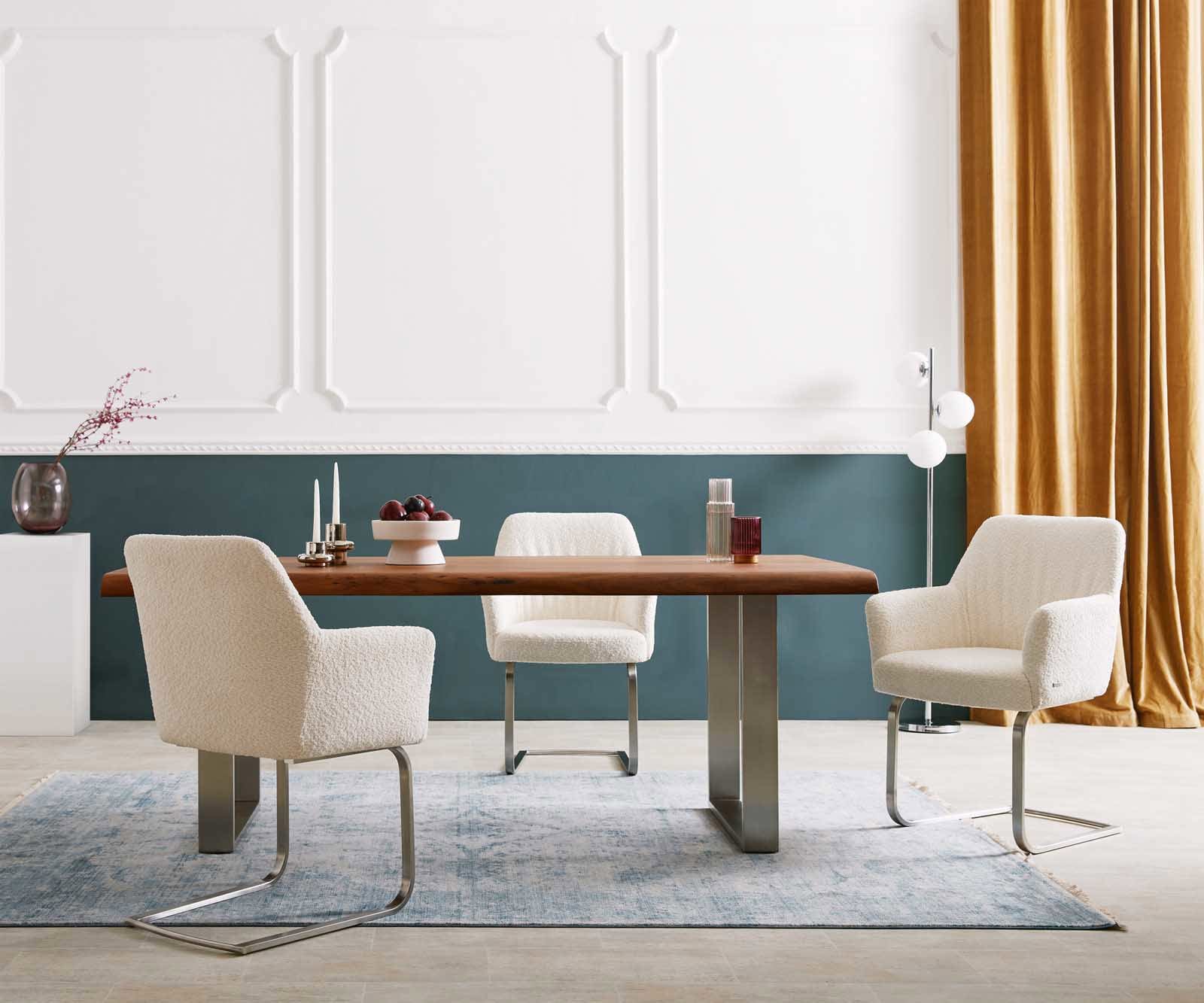 Freischwinger Xana-Flex mit Armlehnen Bouclé Weiß Freischwinger flach Edelstahl Taschenfederkern 6 Freischwinger Xana-Flex mit Armlehnen Bouclé Weiß Freischwinger flach Edelstahl Taschenfederkern 6