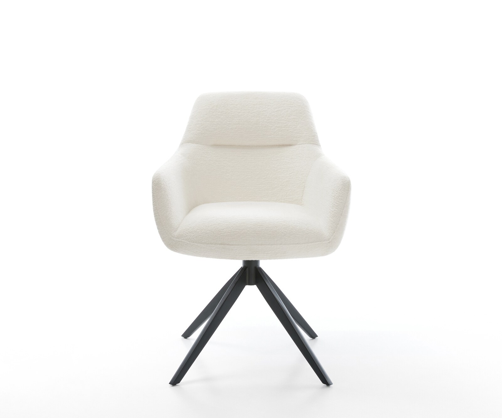 Drehstuhl Pejo-Flex Bouclé Soft Beige Kreuzgestell breit Schwarz 360° drehbar Wippfunktion Taschenfederkern 2